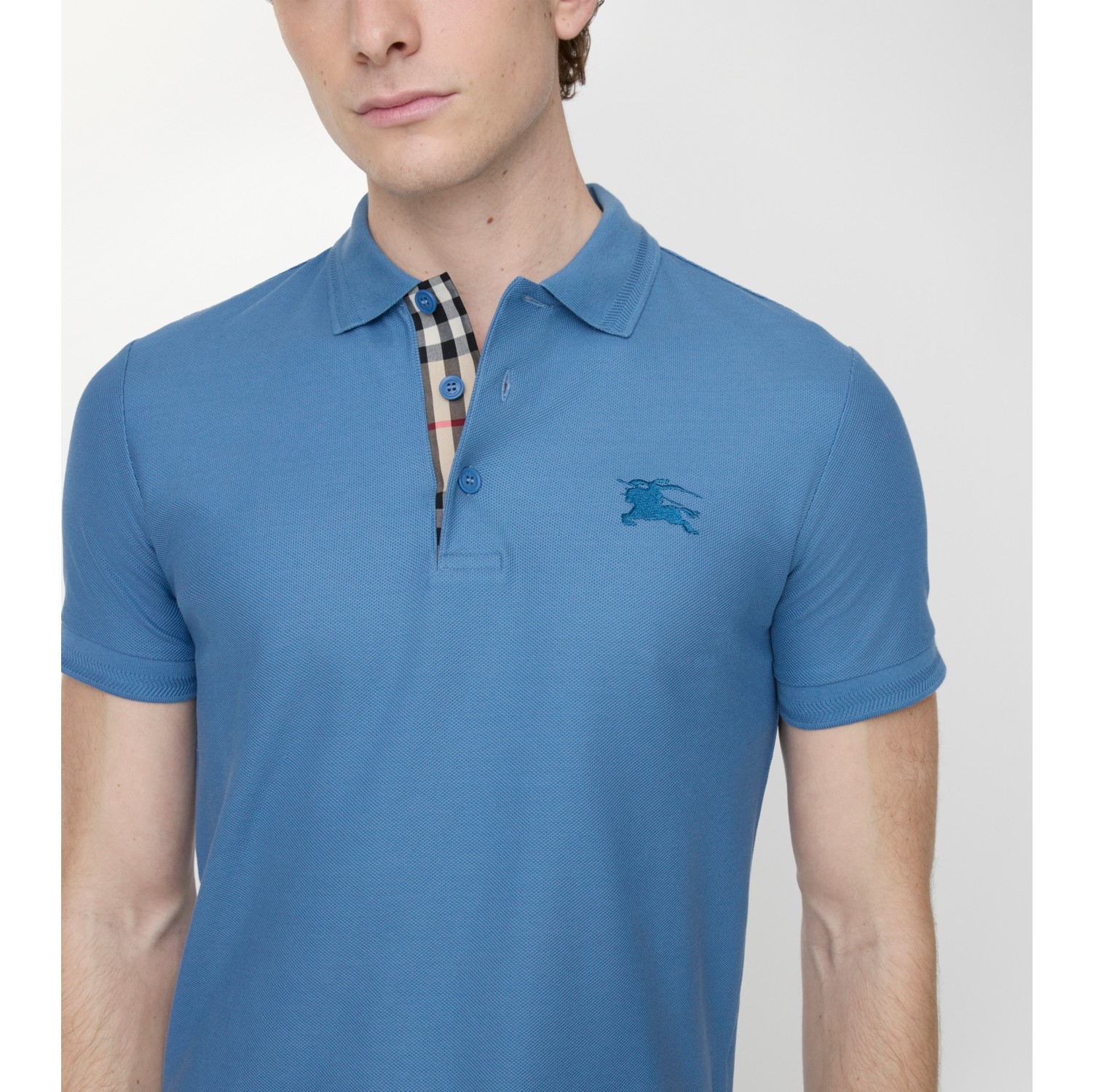 Cotton Polo Shirt in Pool blue - Men | Burberry® Official