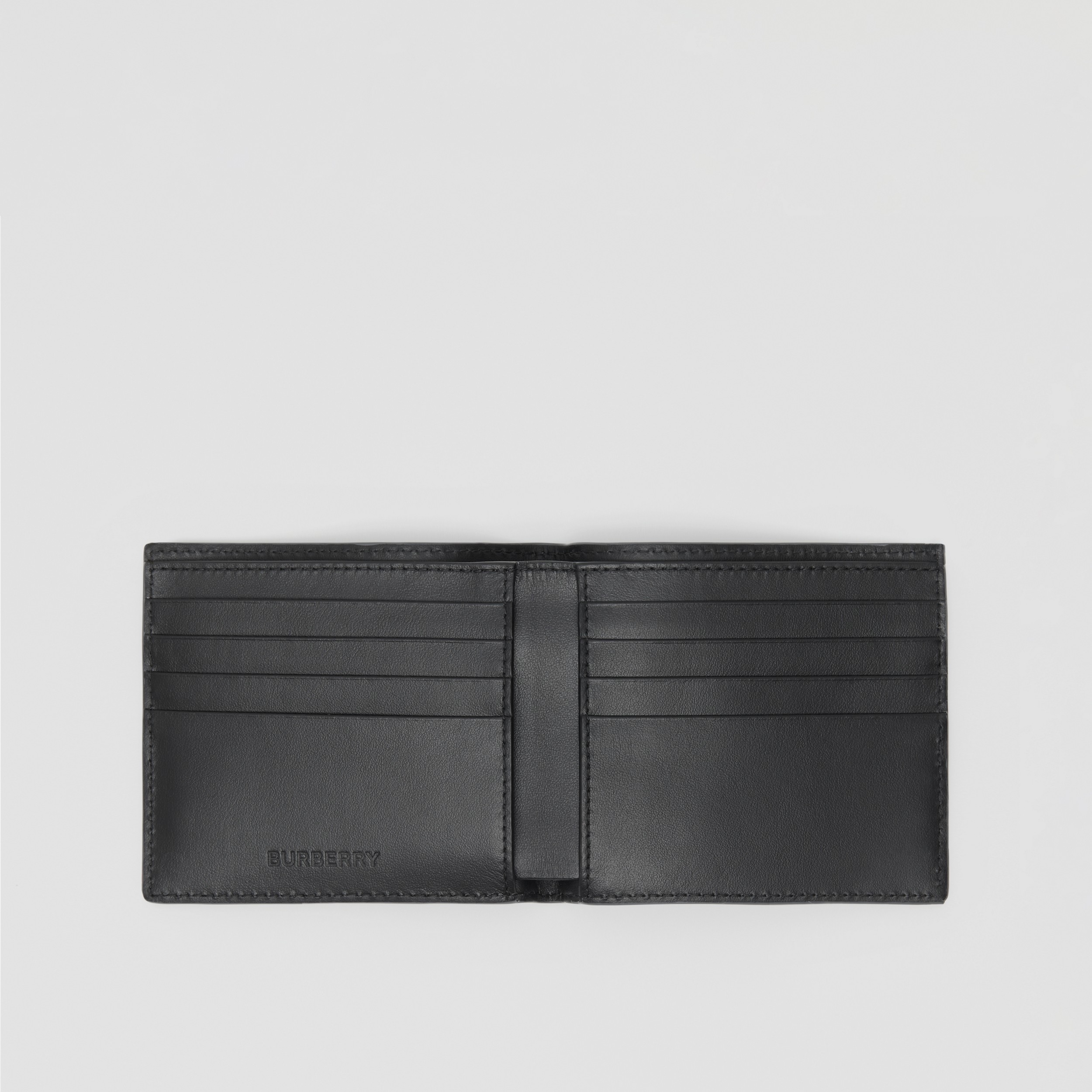 Check and Leather International Bifold Wallet in Storm Grey - Men | Burberry® Official - 2