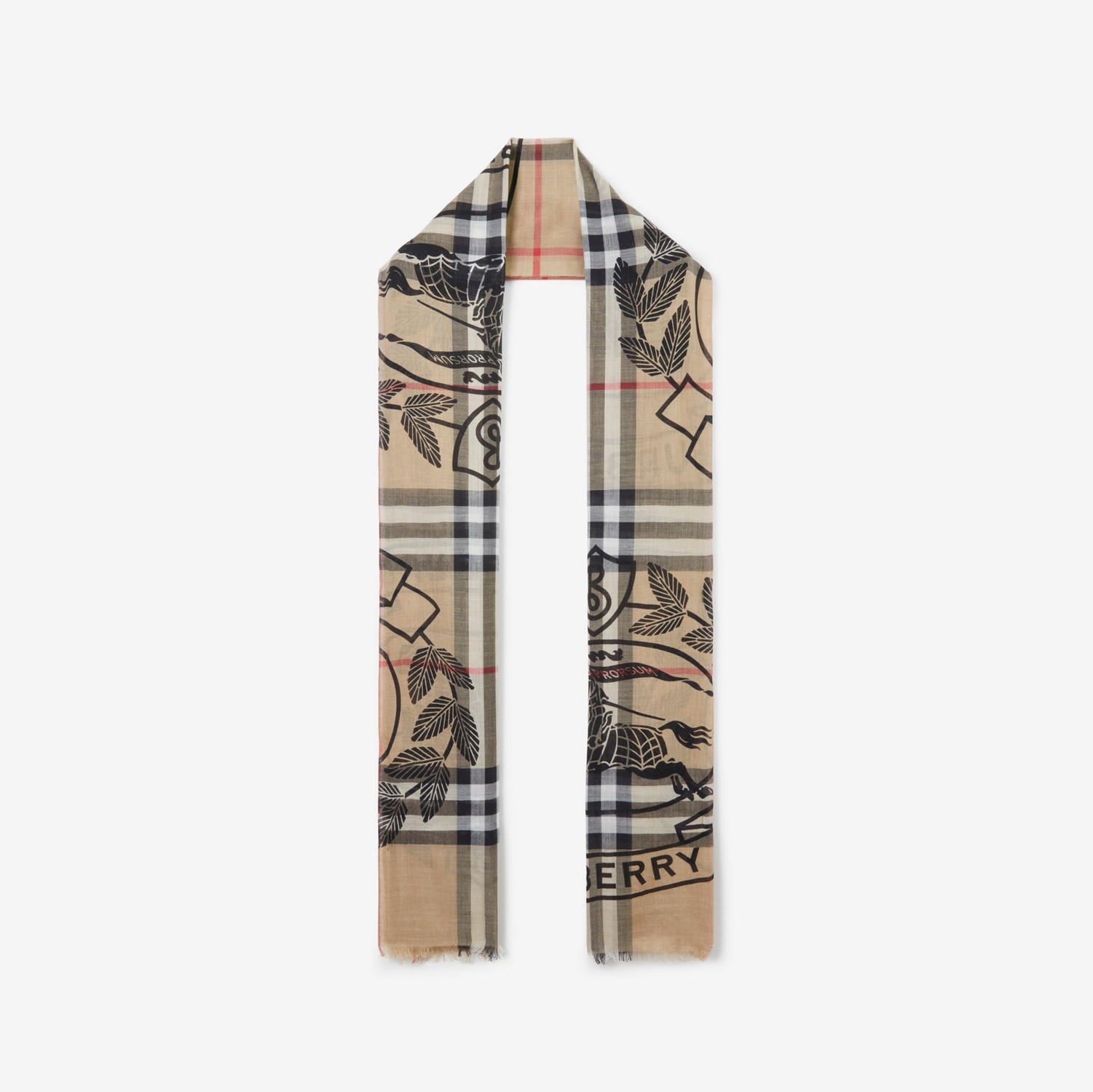 Echarpe leve de seda e lã com estampa de montagem (Bege Clássico) | Burberry® oficial