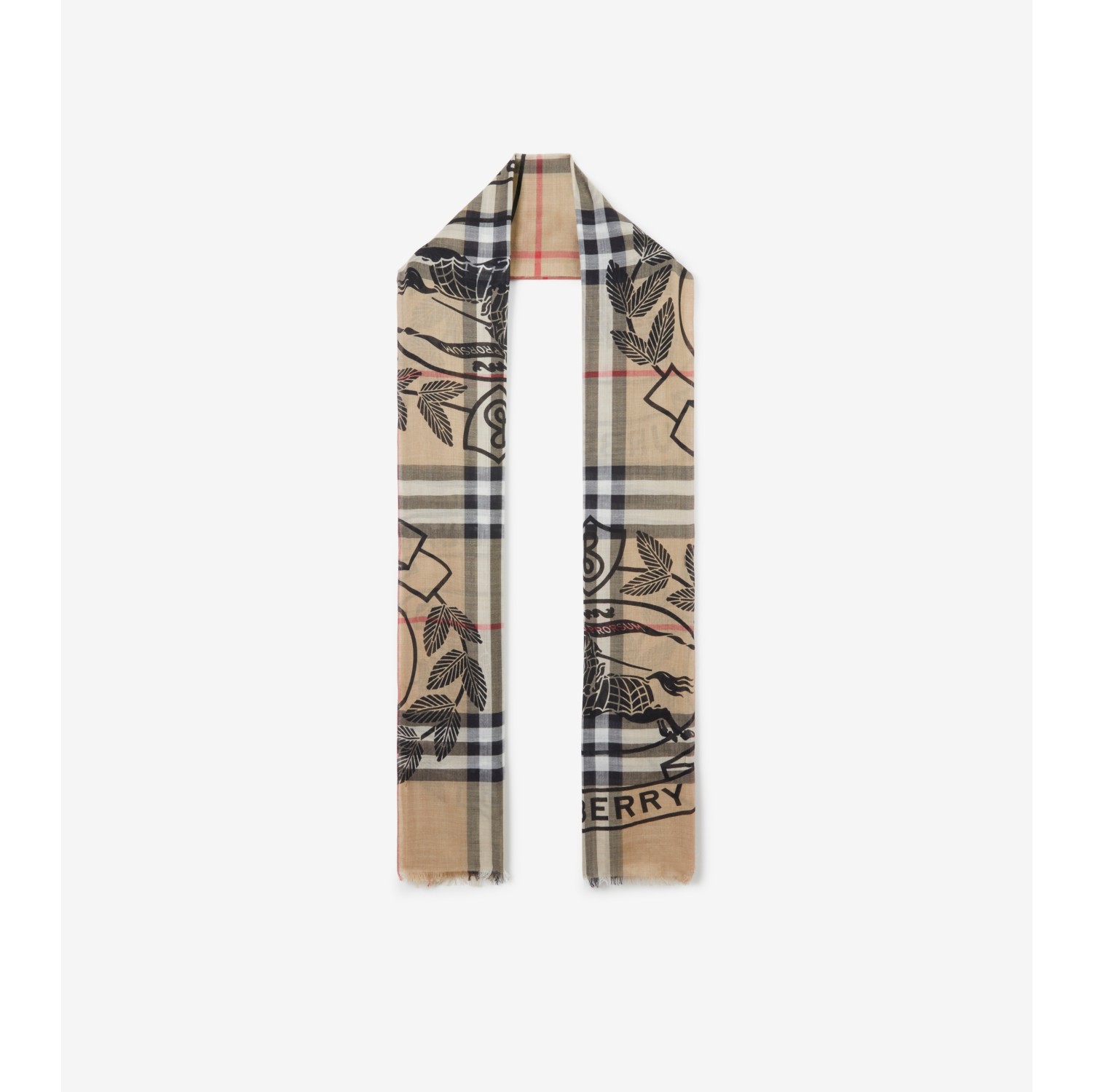 EKD Check Wool Silk Scarf in Archive Beige Burberry® Official