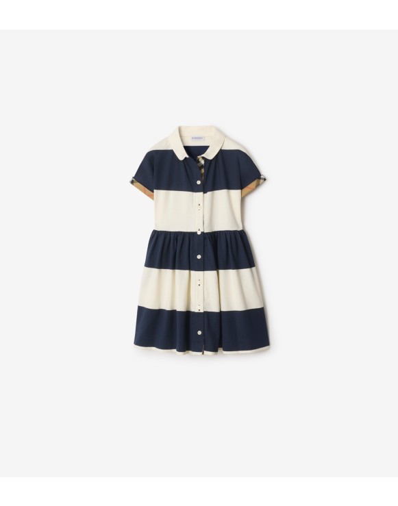 Stretchbaumwoll-Hemdkleid mit Check-Besatz