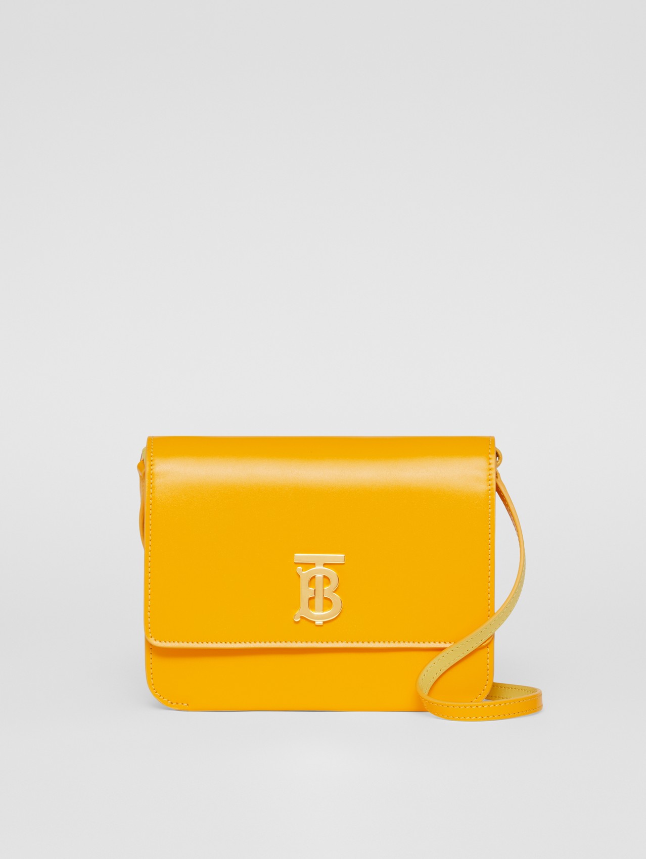 Mini Leather Flat TB Bag in Deep Saffron