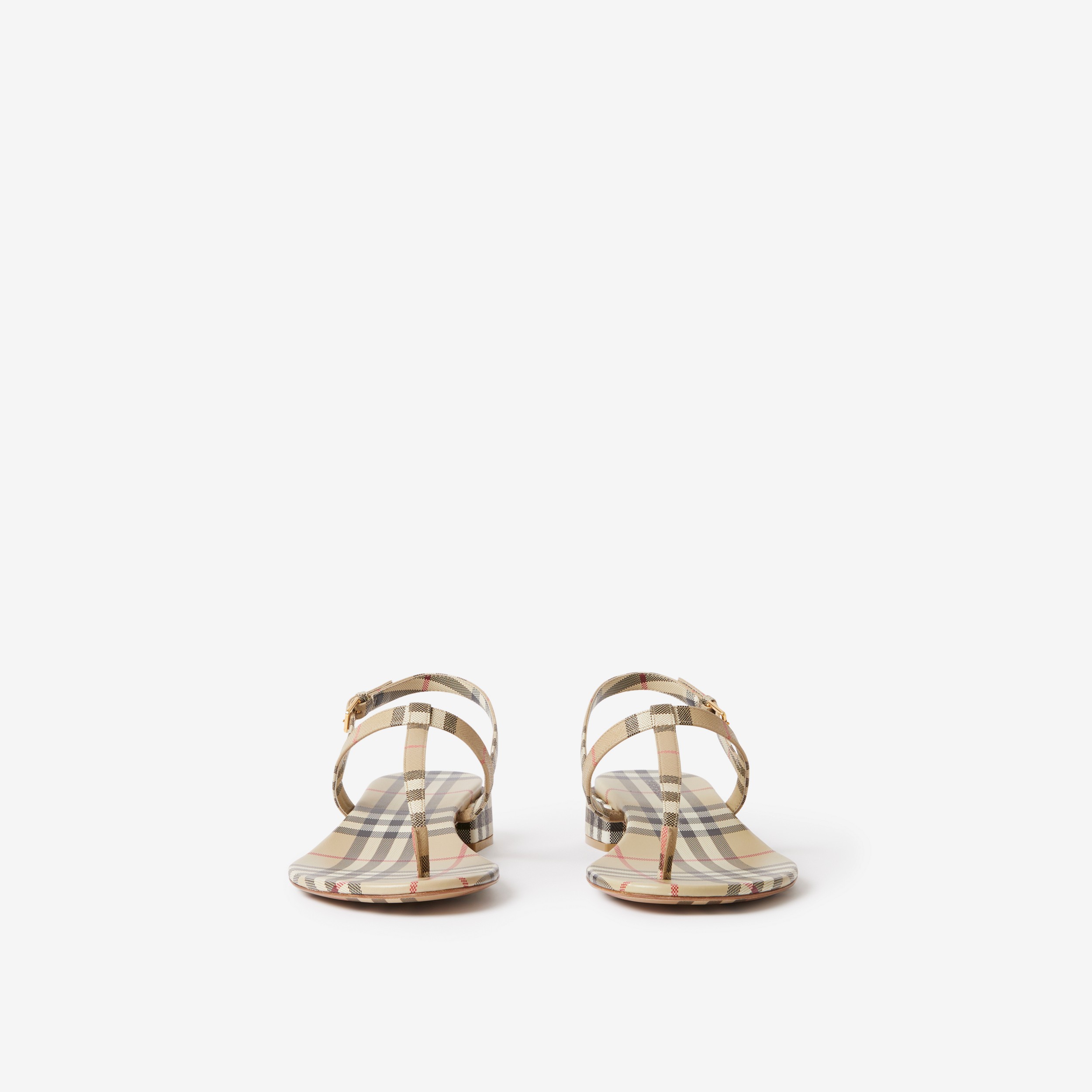 Vintage Check and Leather Sandals in Archive Beige - Women | Burberry® Official - 2