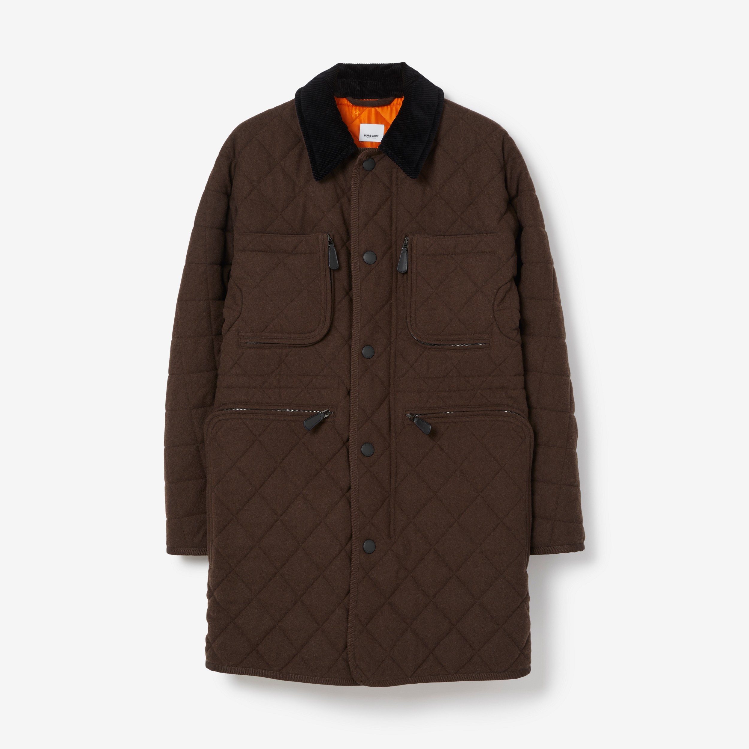 Jaqueta de campo de lã em matelassê com colarinho em veludo cotelê (Âmbar Escuro) - Homens | Burberry® oficial - 1