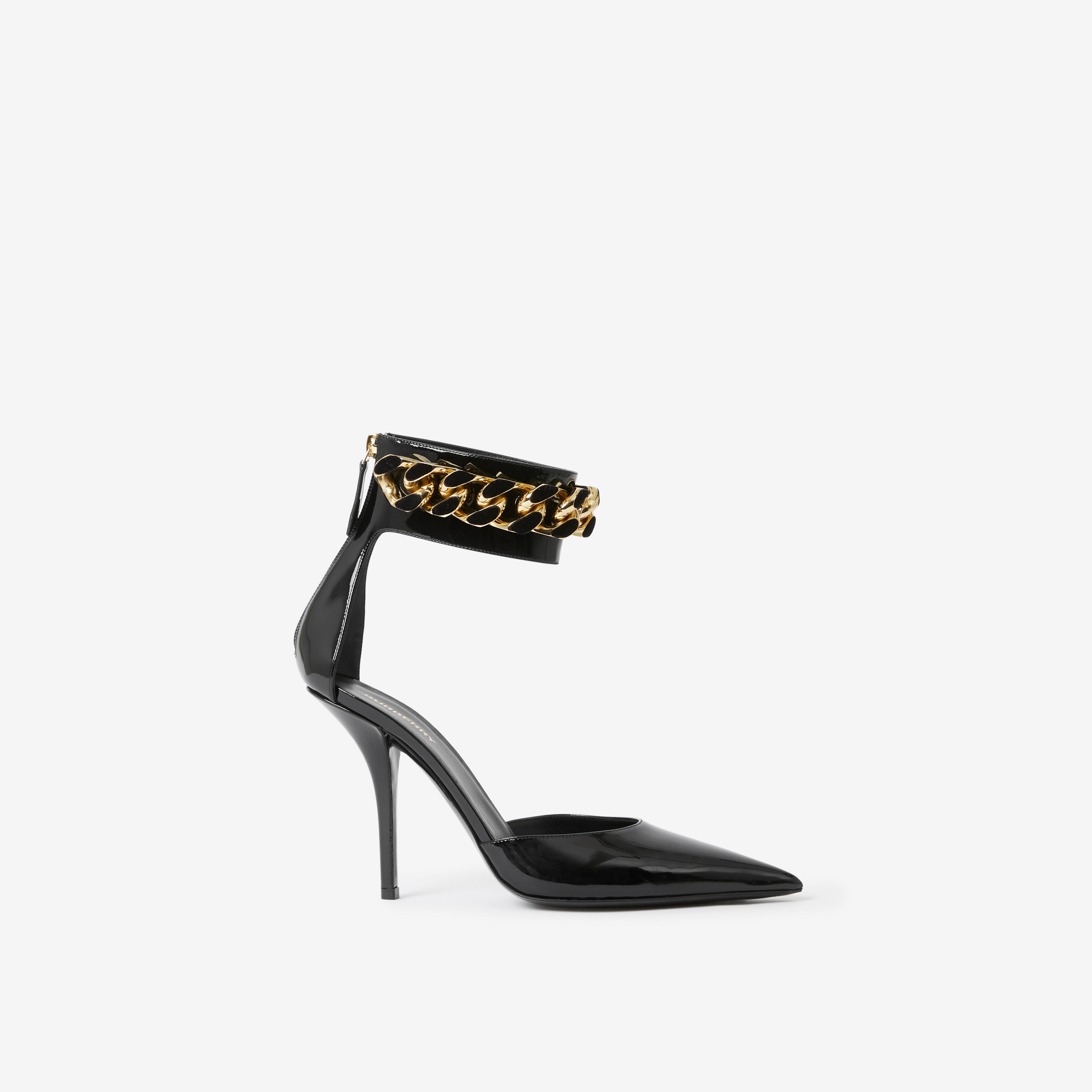 Chain-link Detail Patent Leather Point-toe Pumps in Black - Women | Burberry® Official - 1