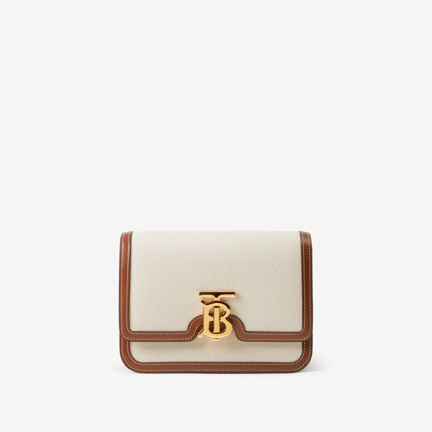Two-tone Canvas and Leather Small TB Bag in Natural/malt Brown - Women | Burberry® Official