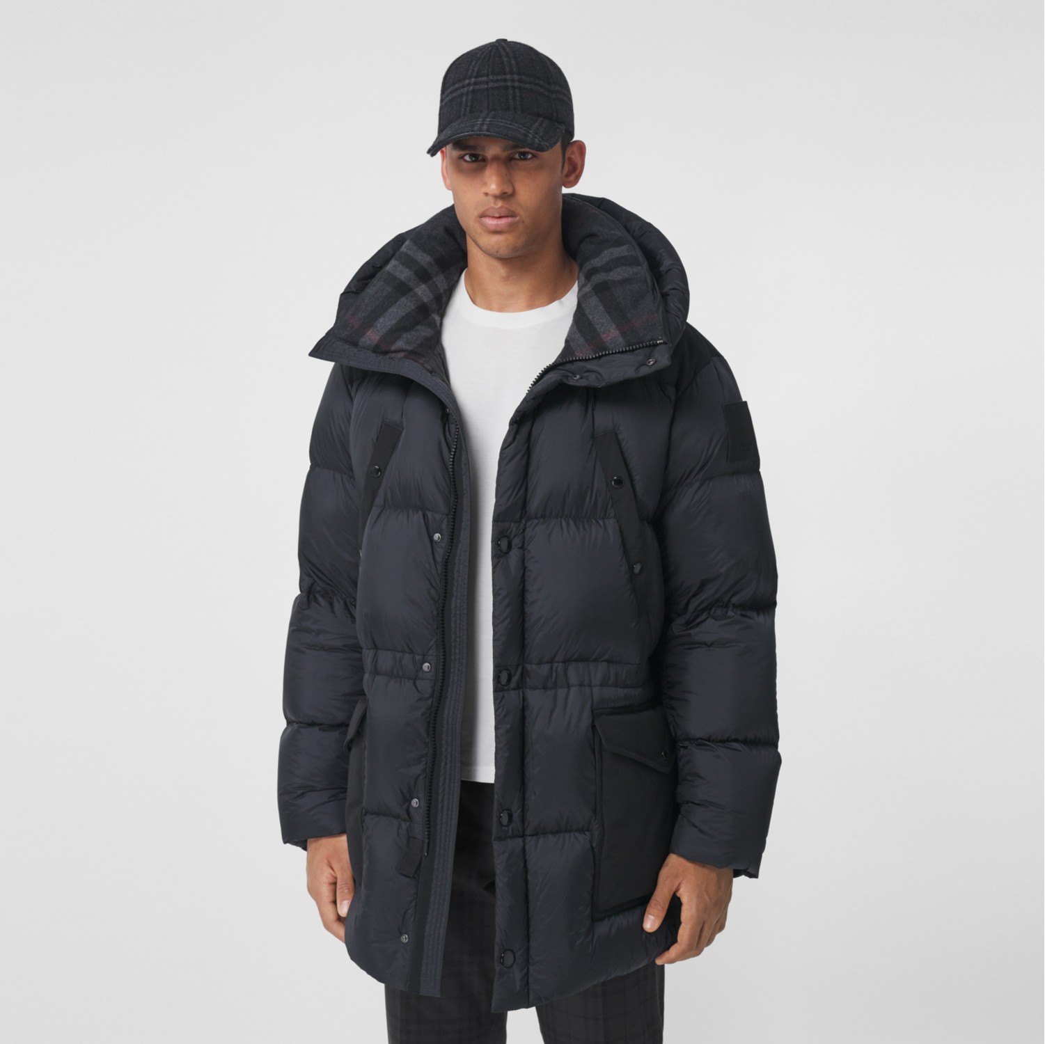 Burberry Black Down Nylon Puffer Jacket - Backpack with logo