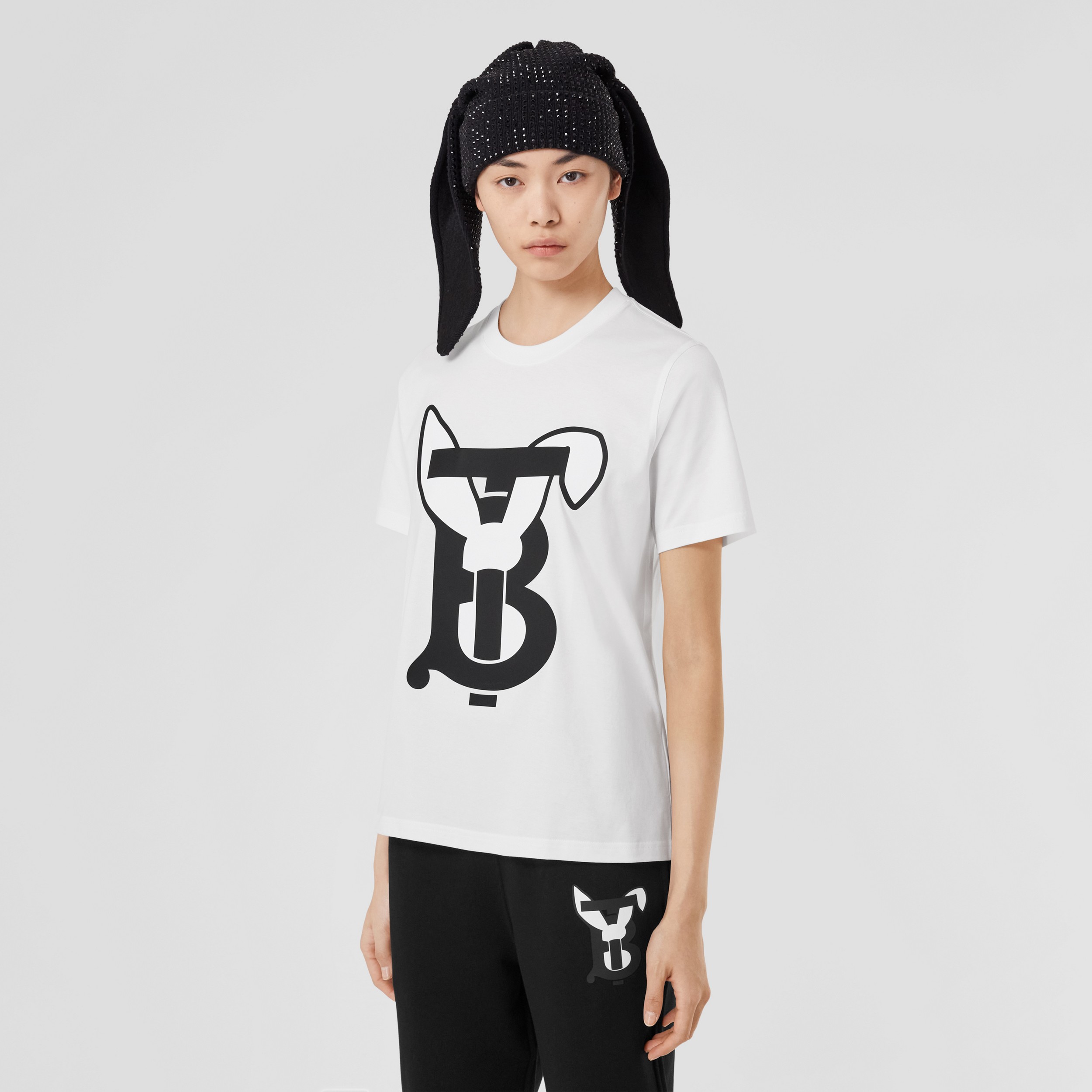 Camiseta en algodón con estampado de conejo (Blanco) - Mujer | Burberry® oficial - 4