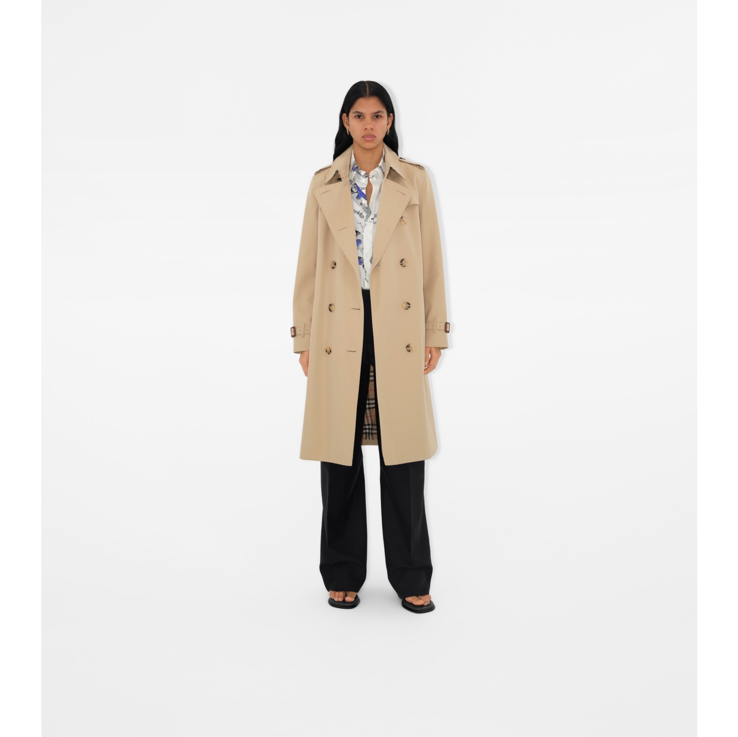 The Long Kensington Heritage Trench Coat in Honey - Women, Cotton Gabardine