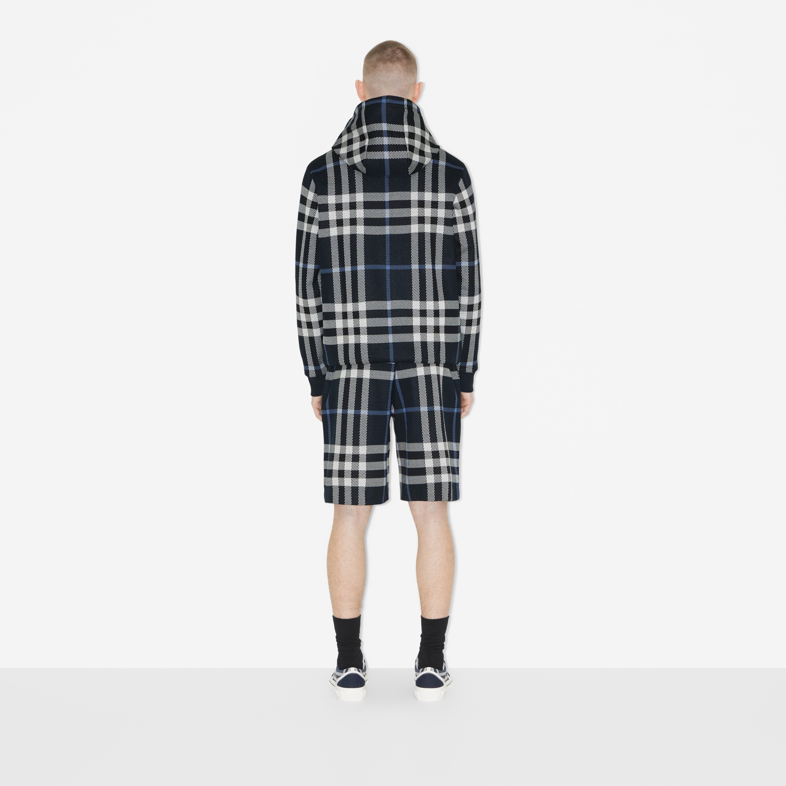 Check Cotton Jacquard Shorts in White/dark Blue - Men | Burberry® Official - 4