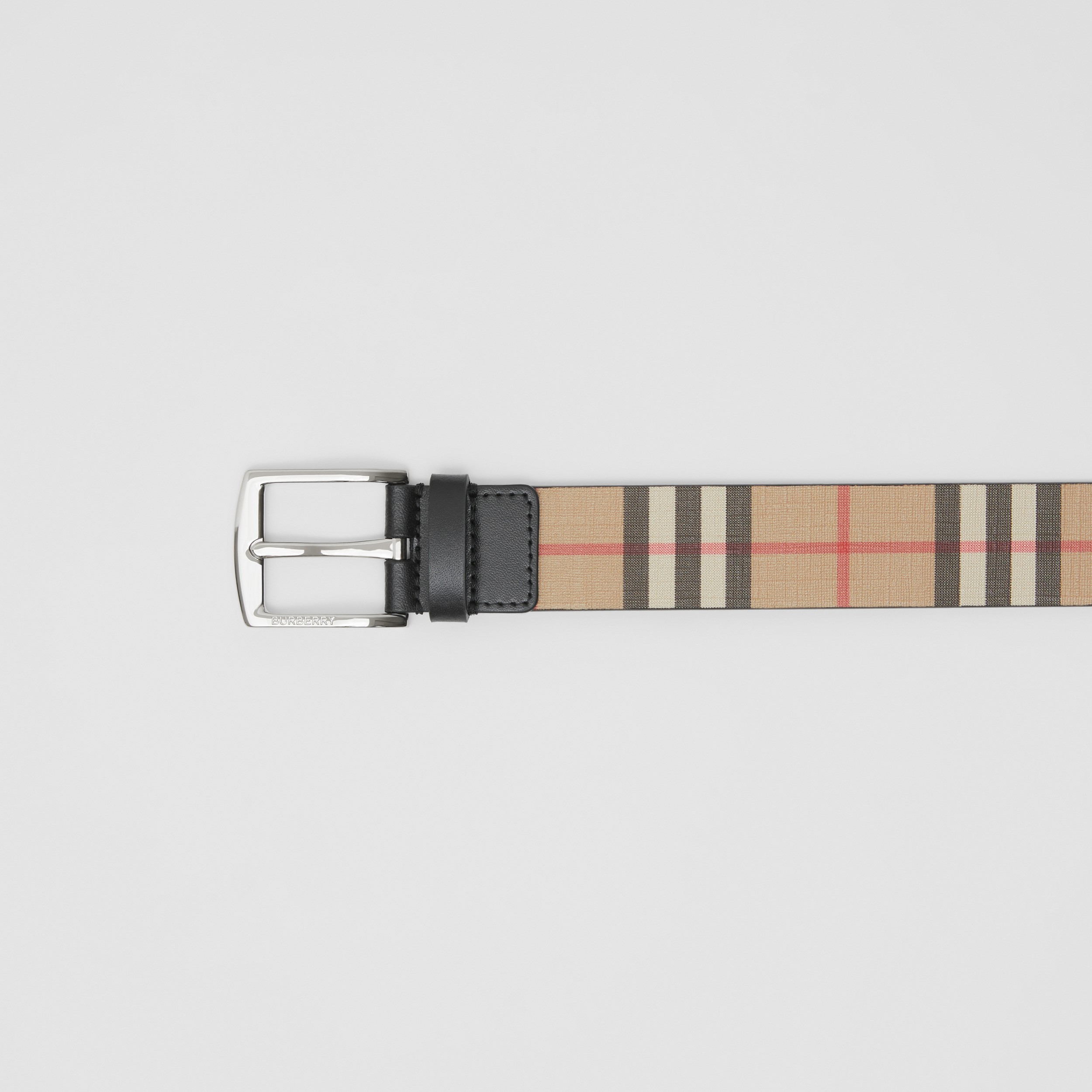 Cinturón en tejido Check con revés en piel (Beige Vintage) - Hombre | Burberry® oficial - 2