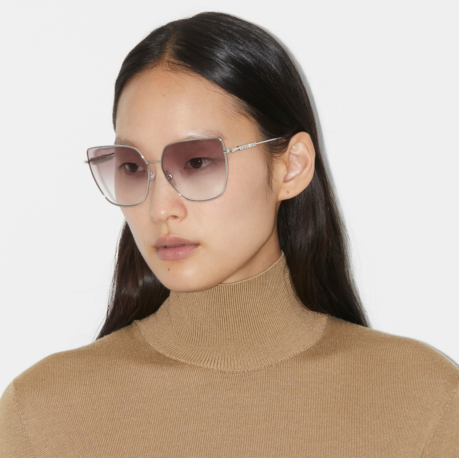 Oversized Cat-eye Frame Sunglasses in Silver - Women | Burberry® Official