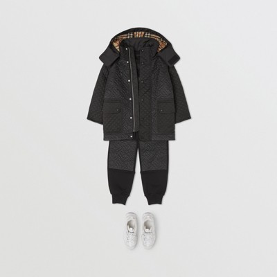 quilted trench jacket with detachable hood