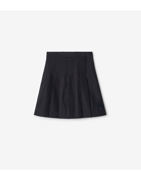 Pleated Cotton Blend Skirt