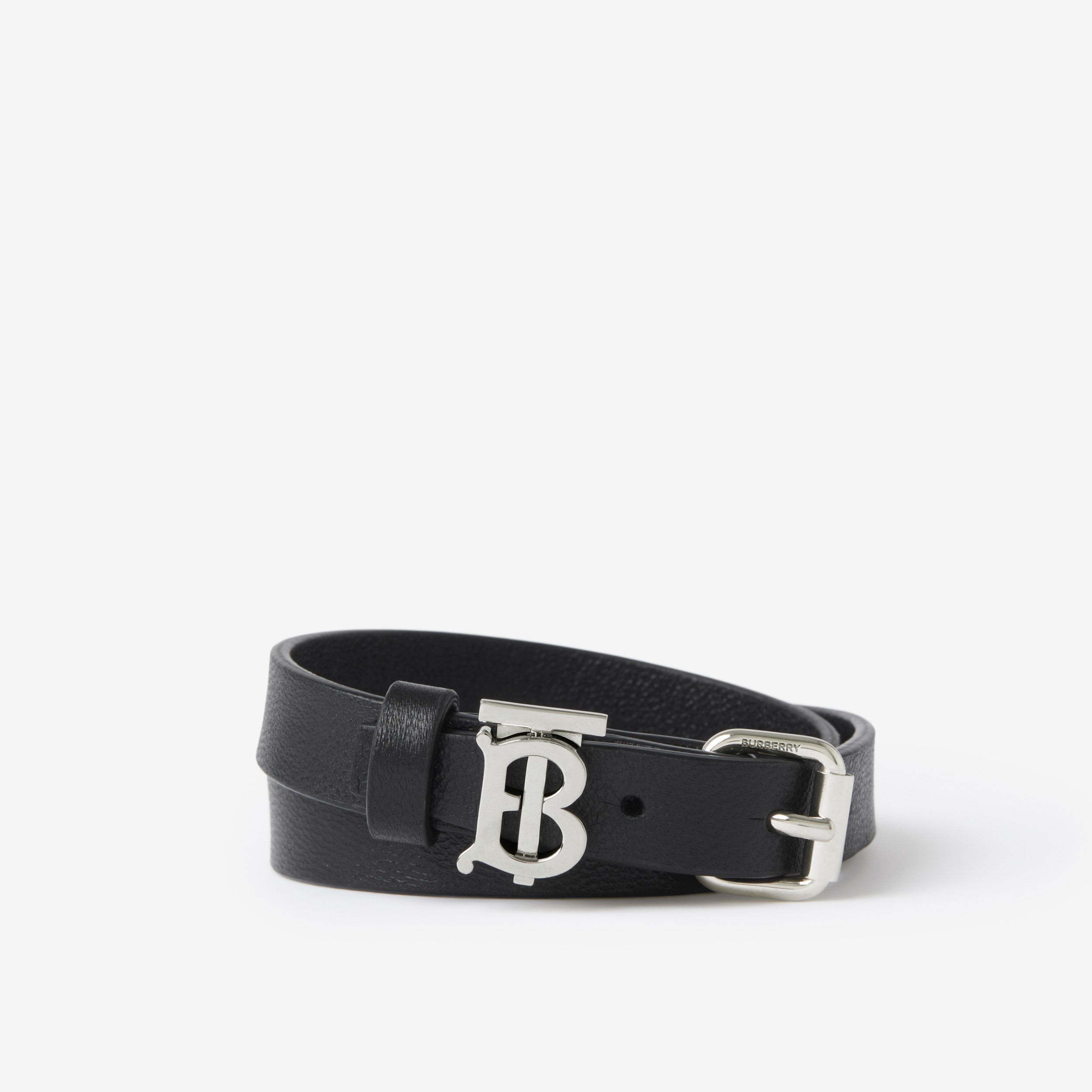 Monogram Motif Leather Bracelet in Black/palladium - Men | Burberry®  Official