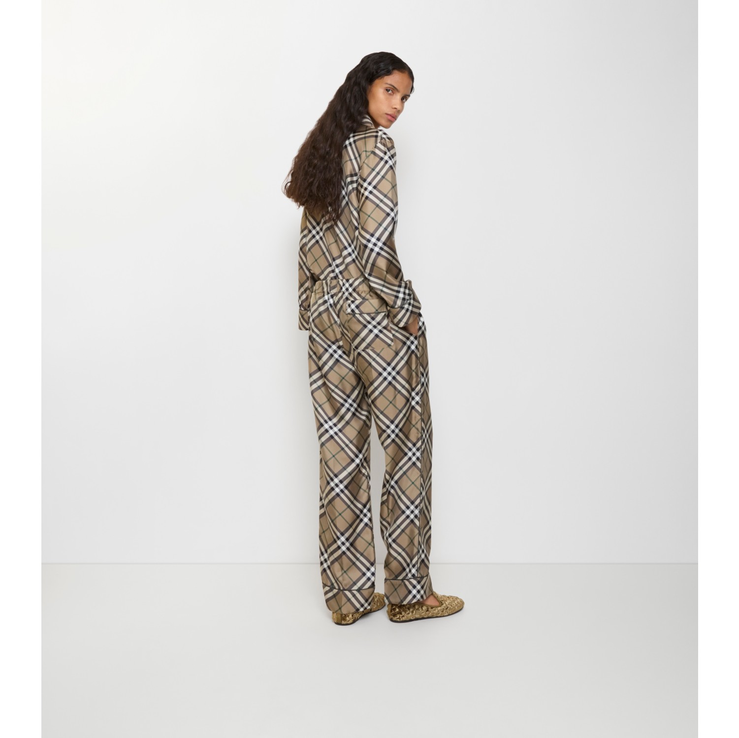 Check Silk Pyjama Trousers