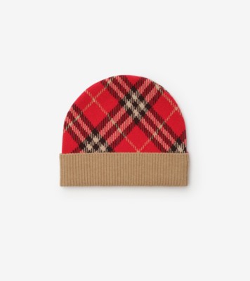 チェック ウールビーニー (クレヨンレッド) - チルドレンズ | Burberry