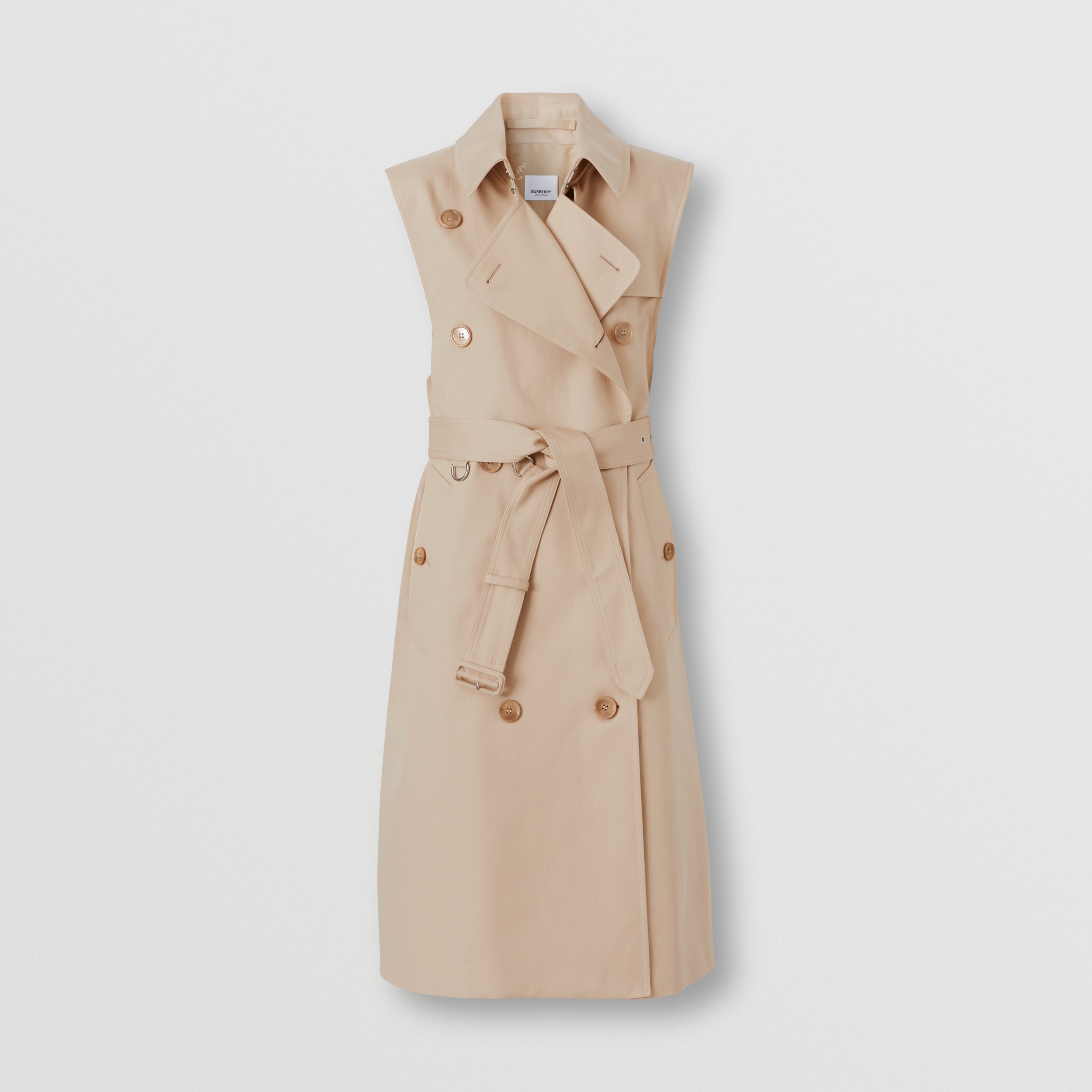 Sleeveless Cotton Trench Coat in Soft Fawn - Women | Burberry® Official - 4