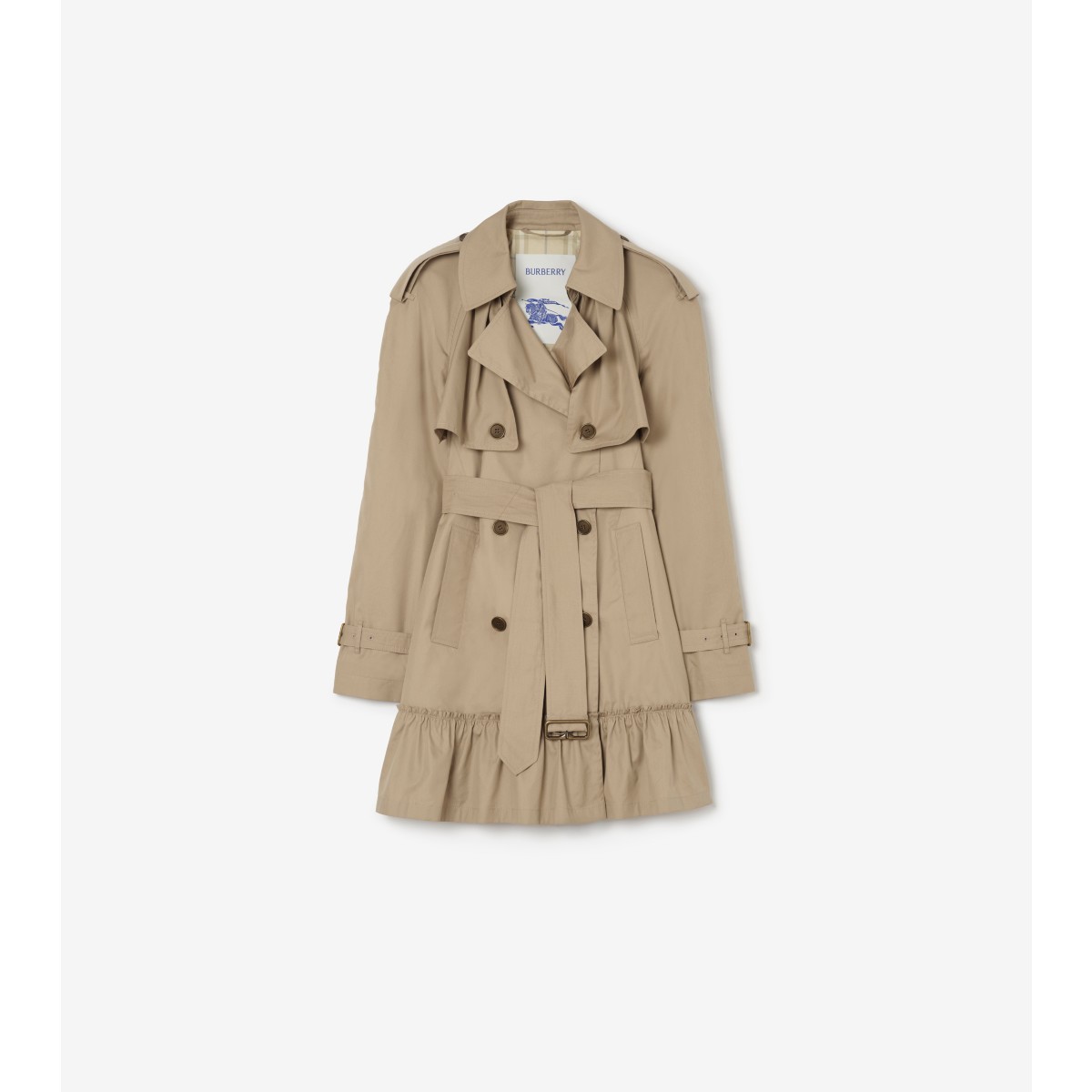  Check Short Gabardine Tillydrine Trench Coat