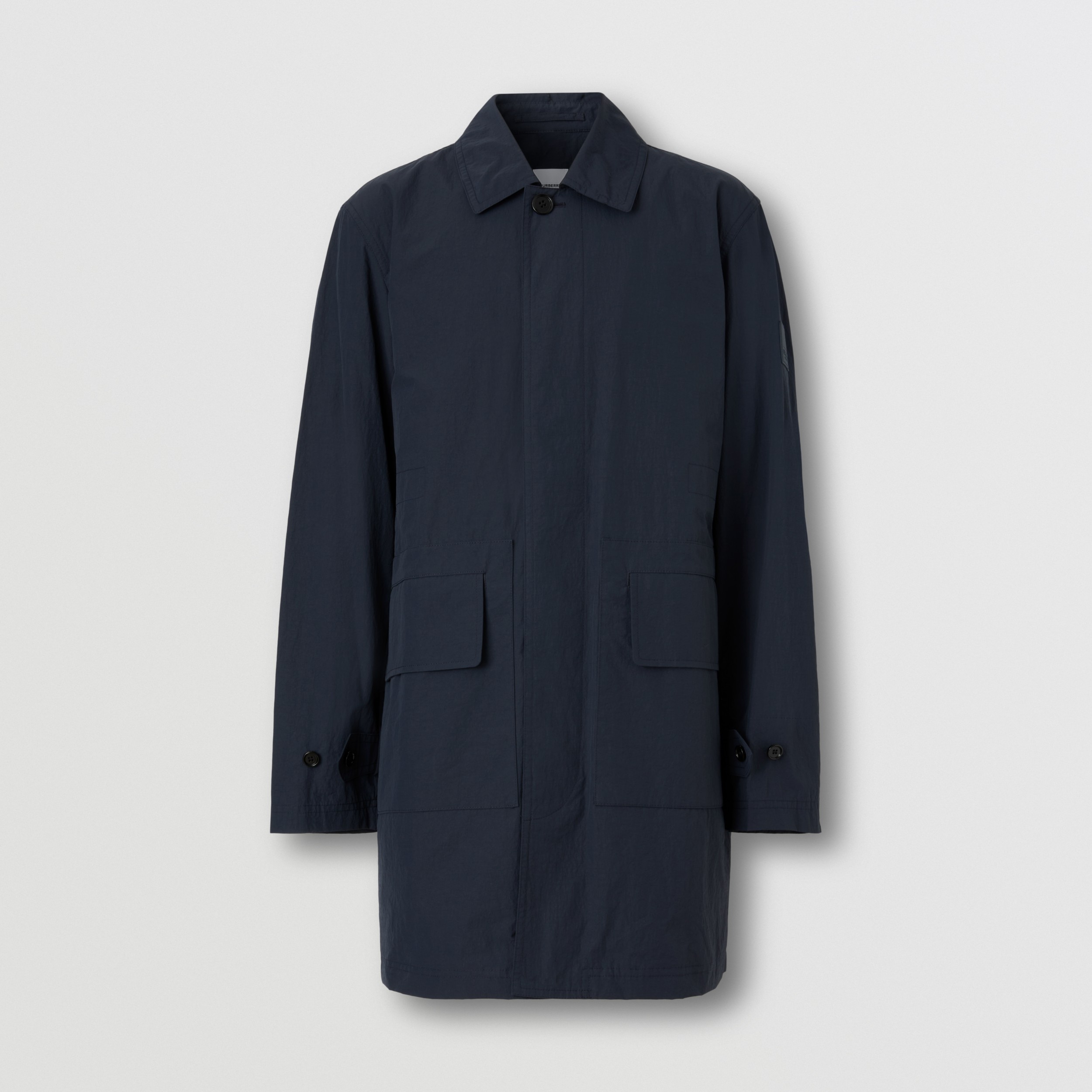Logo Appliqué Packaway Technical Cotton Car Coat in Dark Charcoal Blue - Men | Burberry® Official - 4