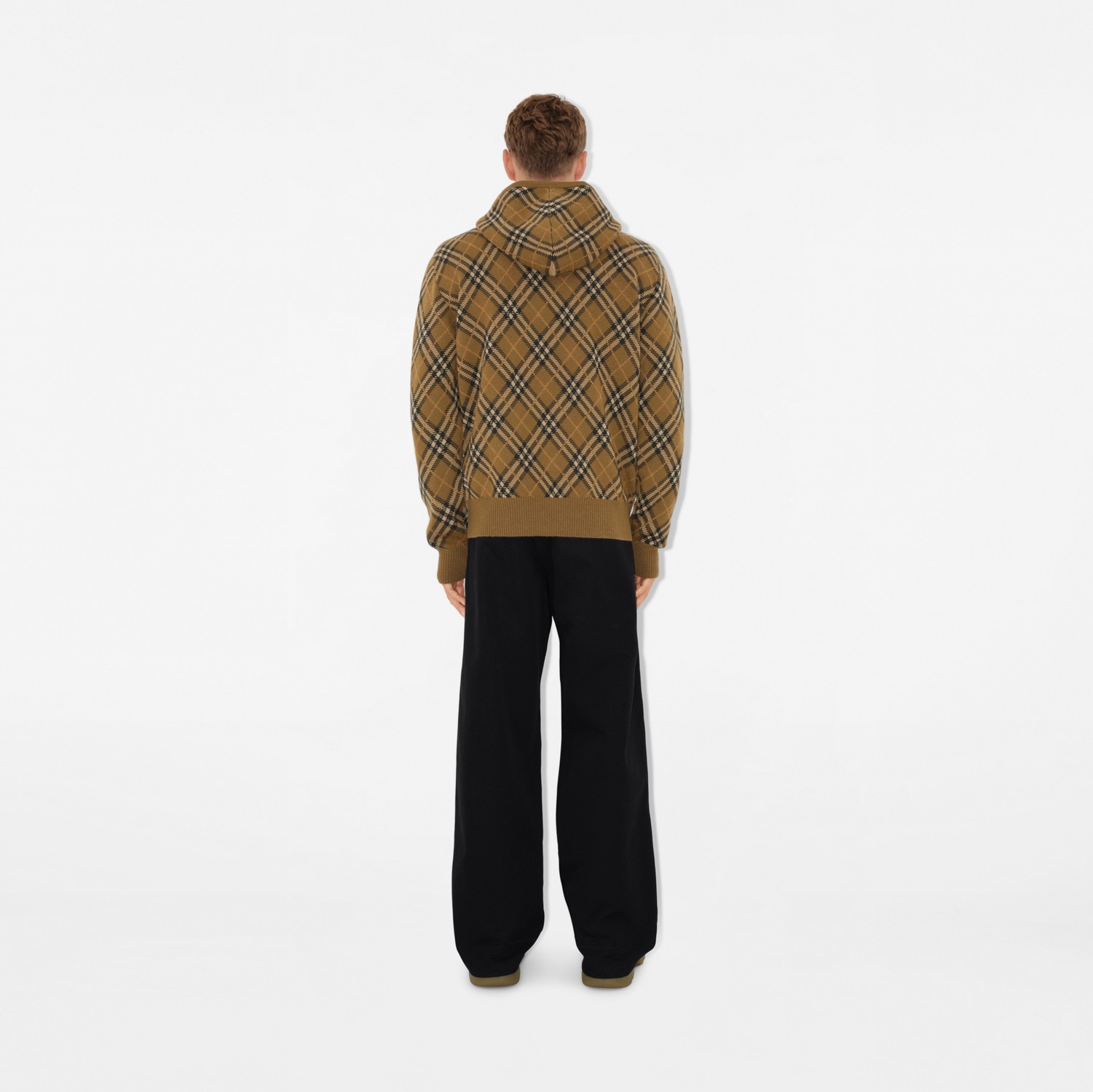 Check Wool Mohair Blend Hoodie in Shrew - Men | Burberry Check Wool Mohair Blend Hoodie in Shrew - Men | Burberry