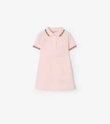 チェックトリム コットン ポロシャツドレス (アイスピンク) | Burberry
