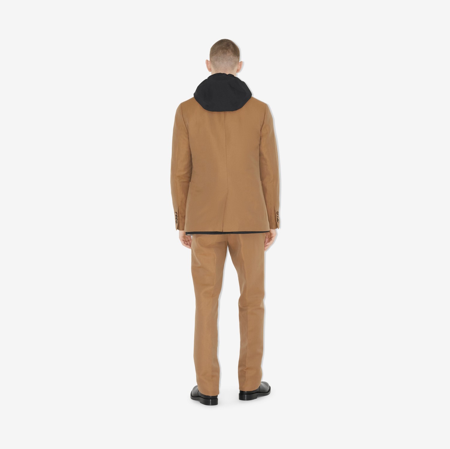 Veste de costume slim en laine et lin (Camel) - Homme | Site officiel Burberry®