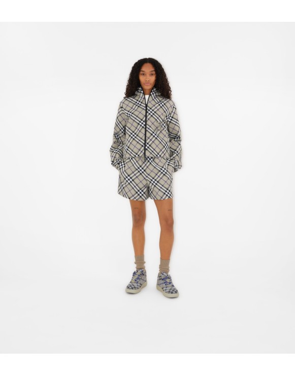 Cropped Reversible Check Jacket