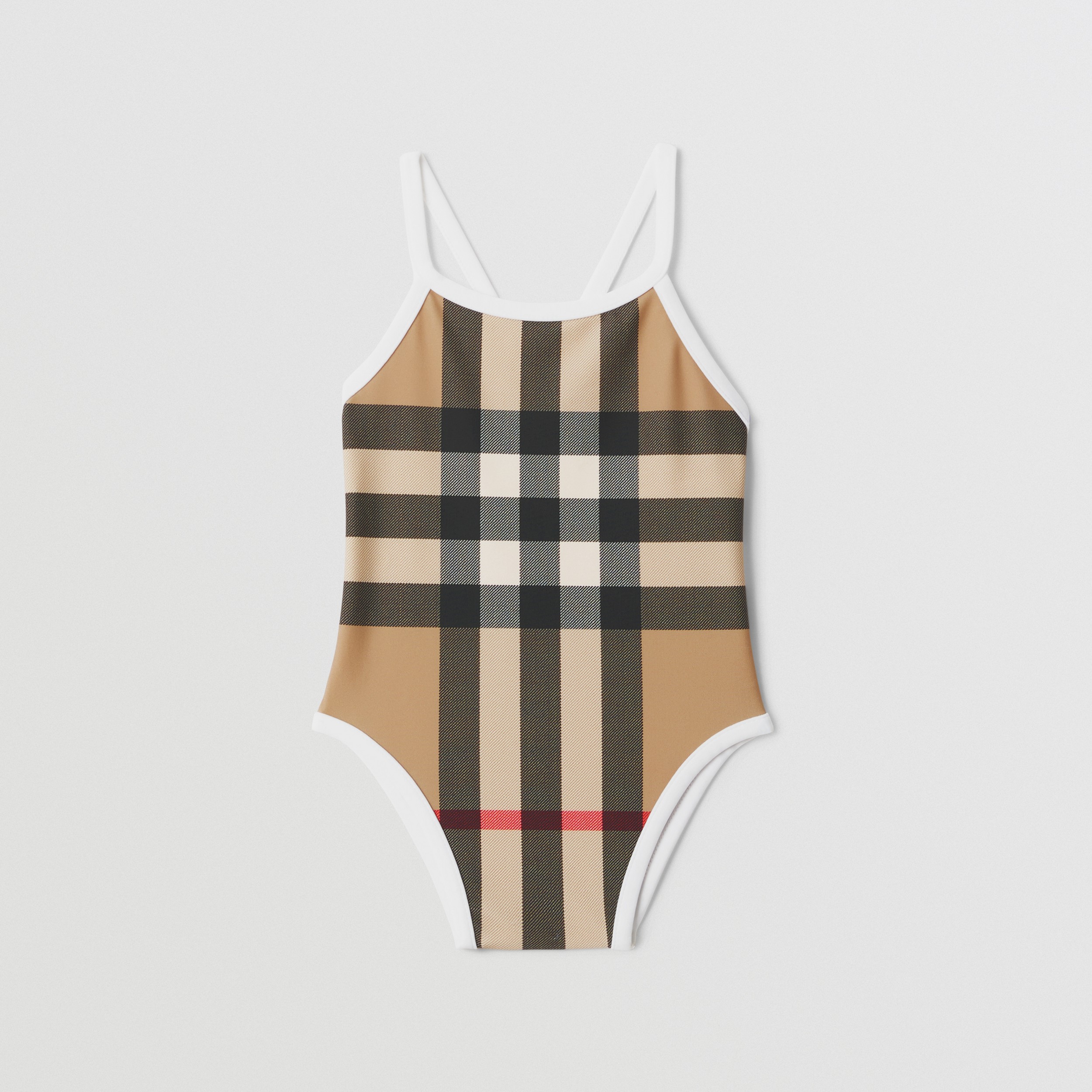 Exaggerated Check Swimsuit in Archive Beige - Children | Burberry® Official - 1