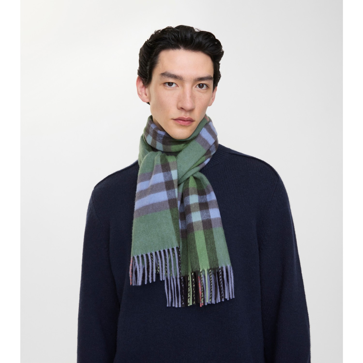 Check Cashmere Scarf in Holly green | Burberry® Official
