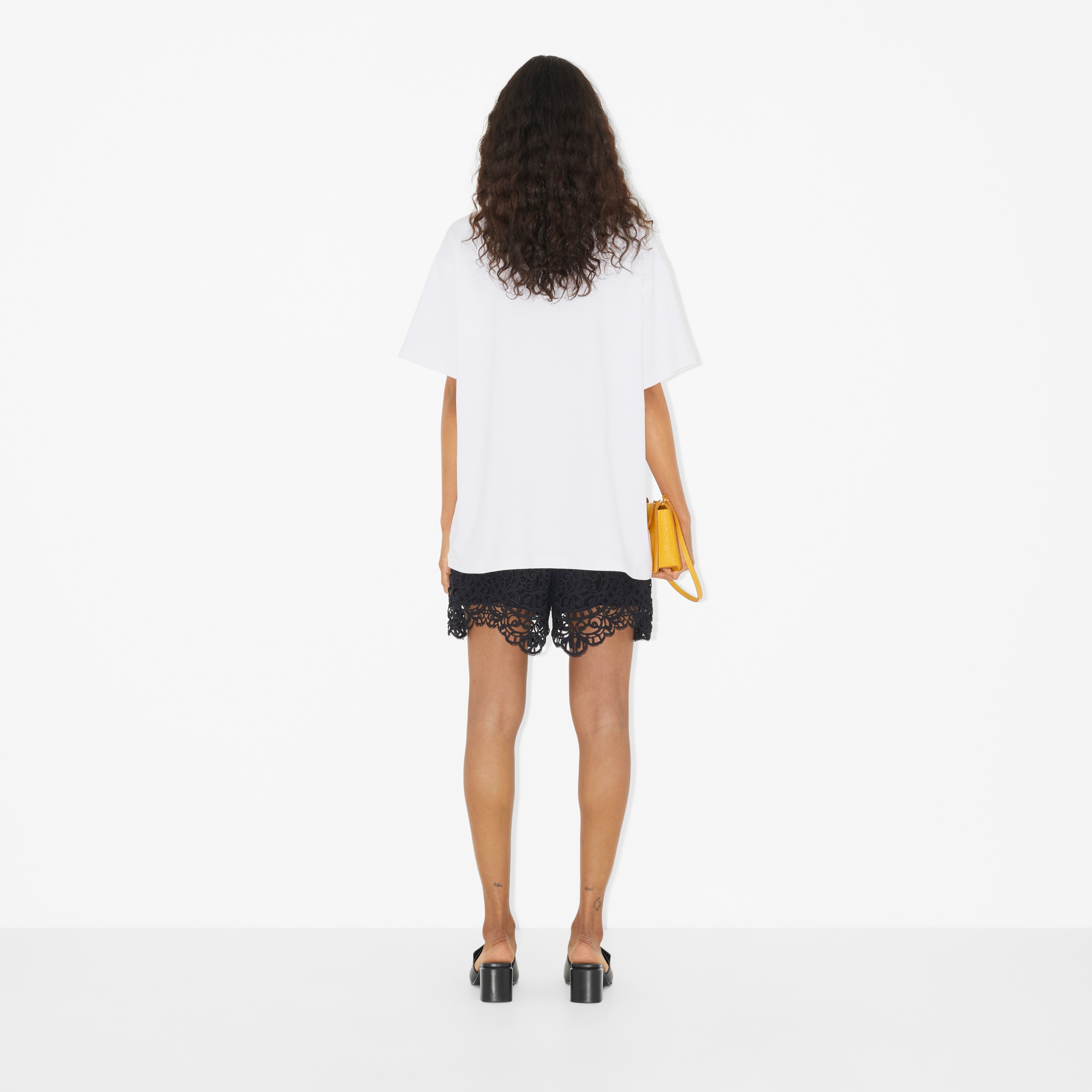 学院风图案棉质宽松 T 恤衫 (白色) - 女士 | Burberry® 博柏利官网 - 4
