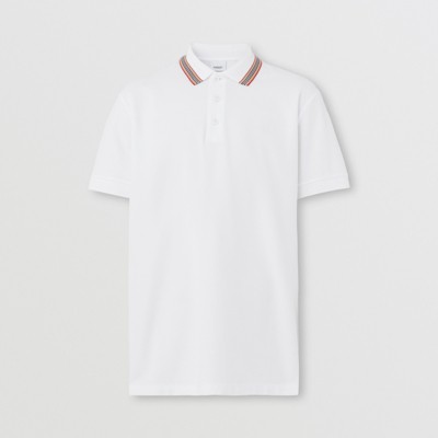 アイコンストライプカラー コットンピケ ポロシャツ (ホワイト) - メンズ | Burberry®公式サイト