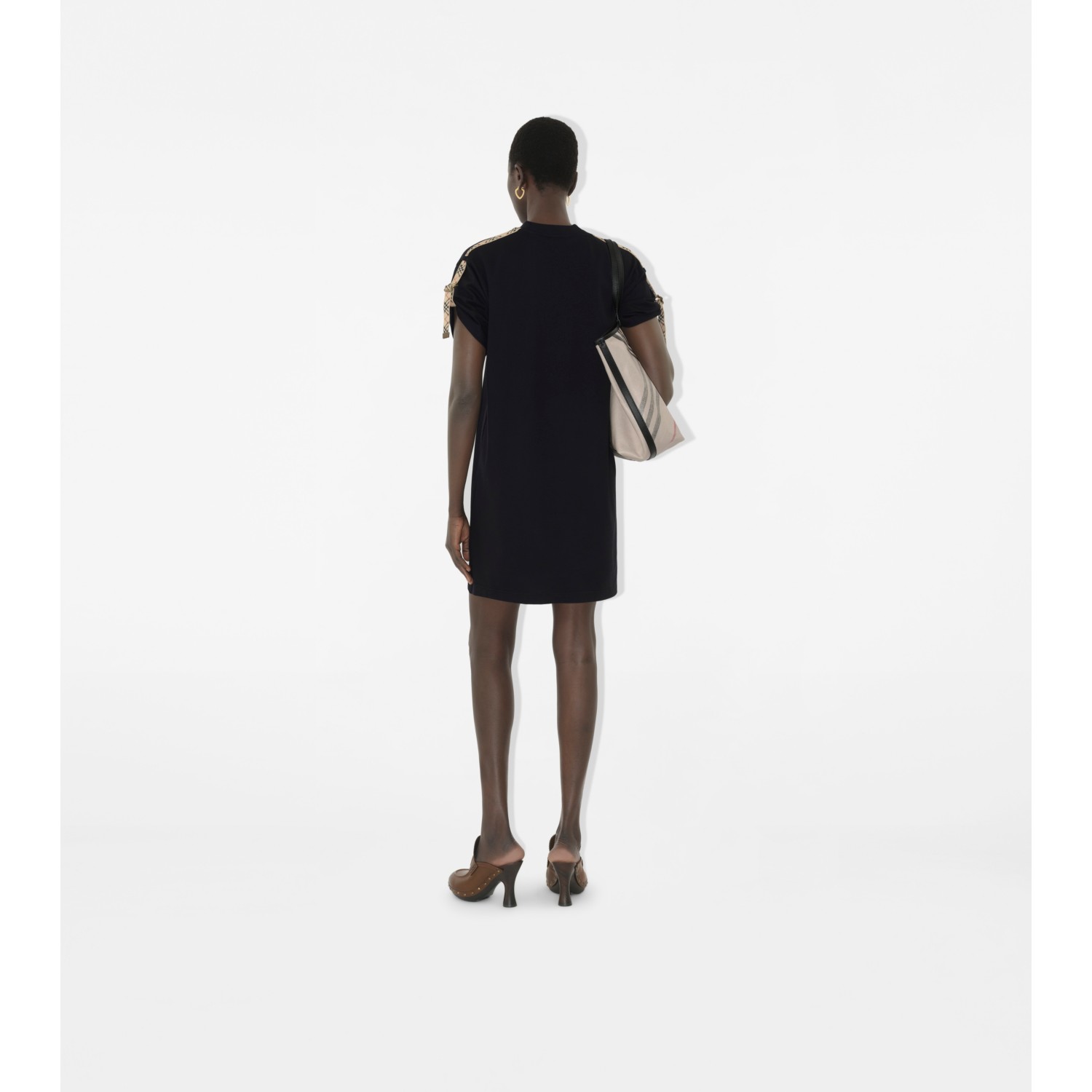 Check Trim Cotton T-shirt Dress - thumbnail 5