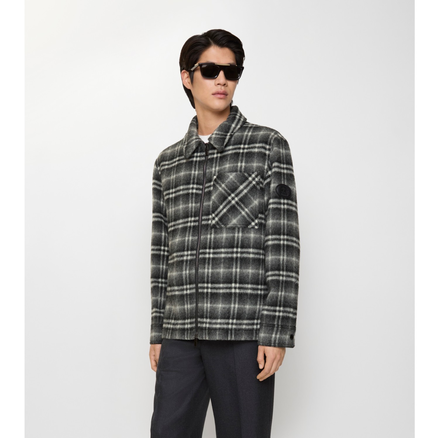 Check Wool Overshirt in Chess black/bass grey - Men | Burberry® Official