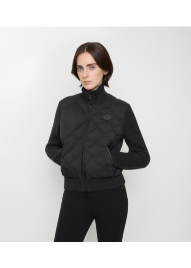 Check-stitch Nylon and Wool Jacket