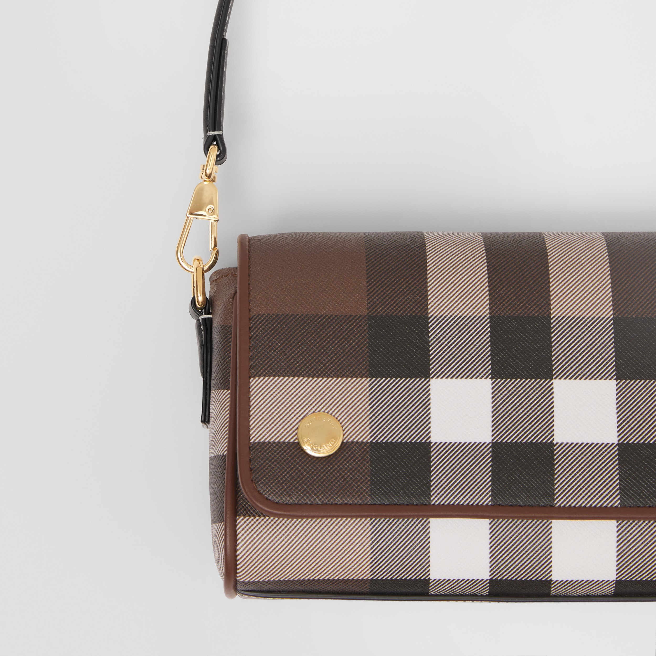 Check and Leather Crossbody Bag in Dark Birch Brown - Women | Burberry® Official - 2