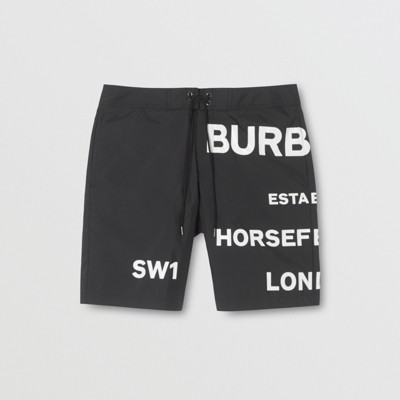 Horseferry Print Swim Shorts in Black 