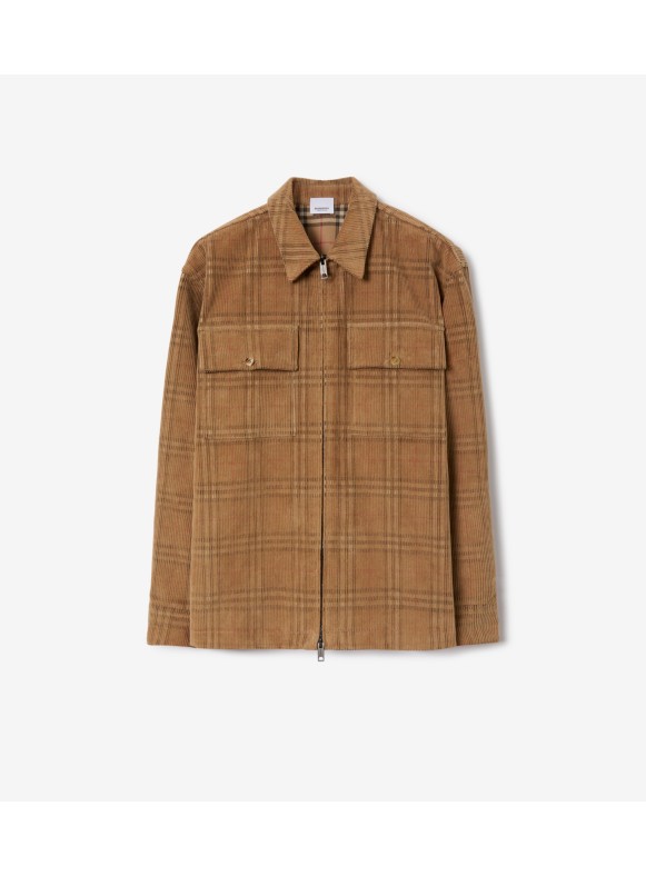 plaid-check button-up shirt jacket, Burberry