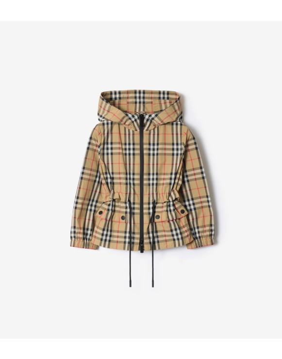 Nylon-Kapuzenjacke in Check