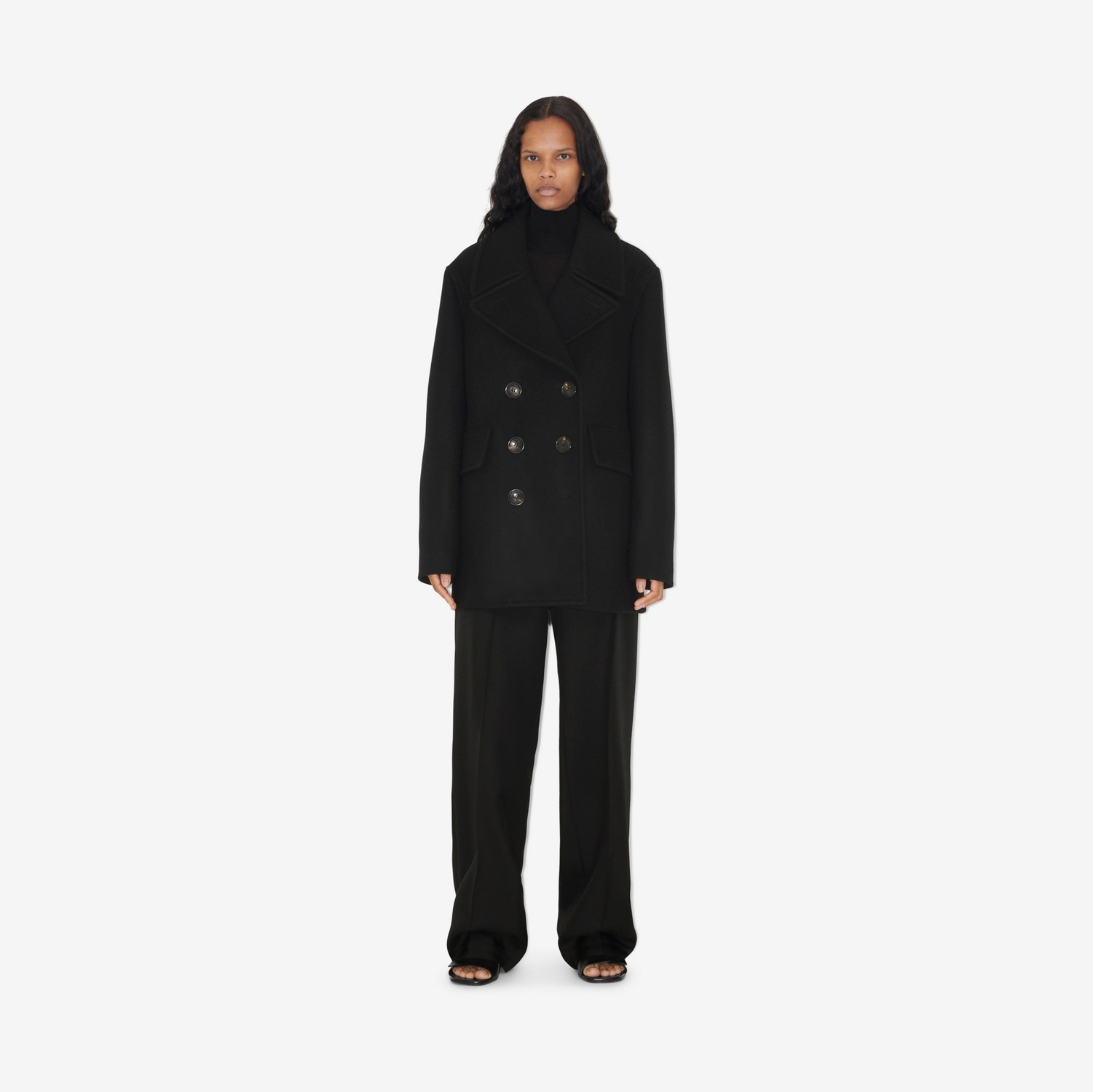 Pea coat in lana (Nero) - Donna | Sito ufficiale Burberry®