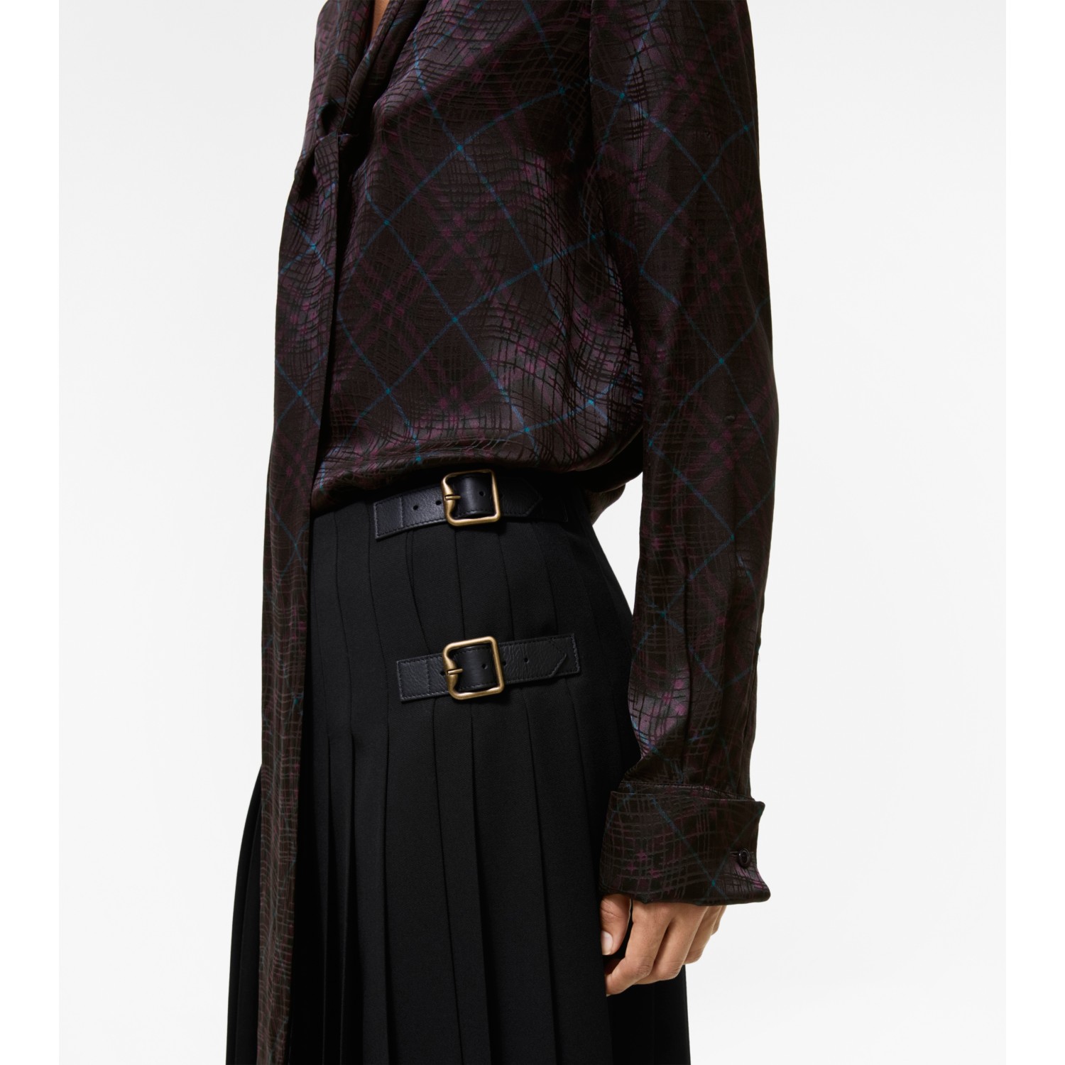 Check Silk Blend Scarf Blouse - thumbnail 3
