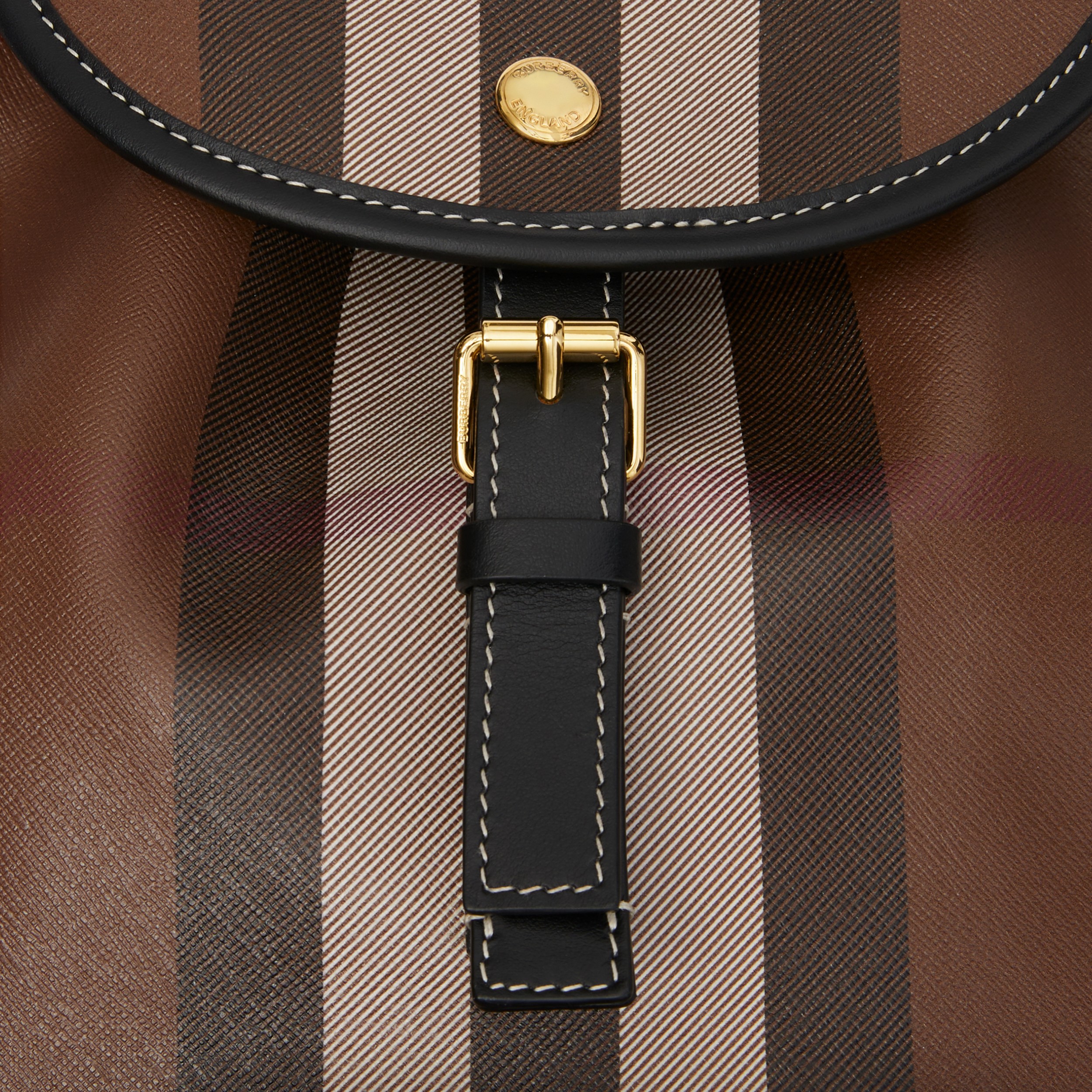 Check and Leather Backpack in Dark Birch Brown - Women | Burberry® Official - 2