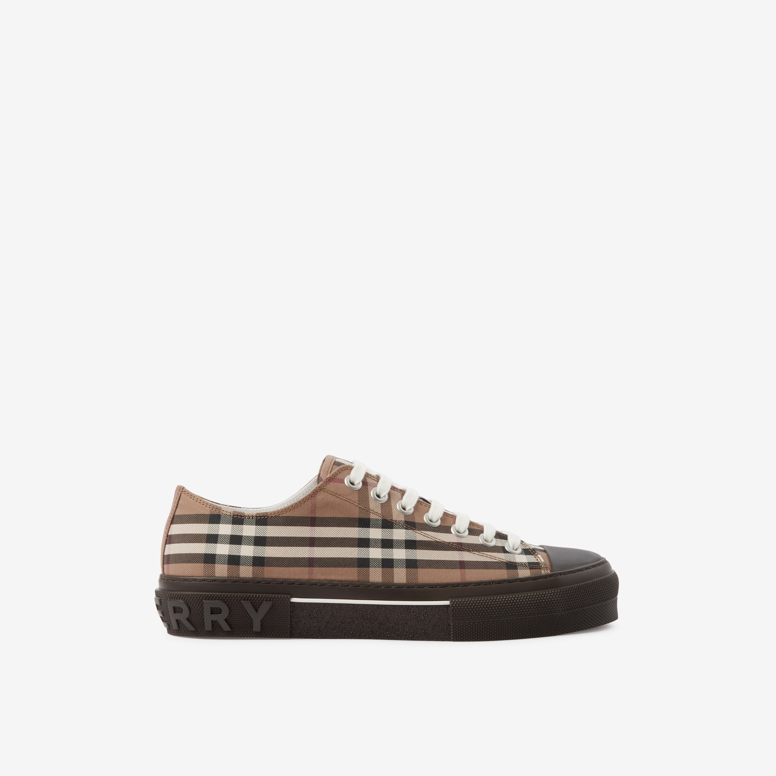Check Cotton Sneakers in Birch Brown - Men | Burberry® Official - 1