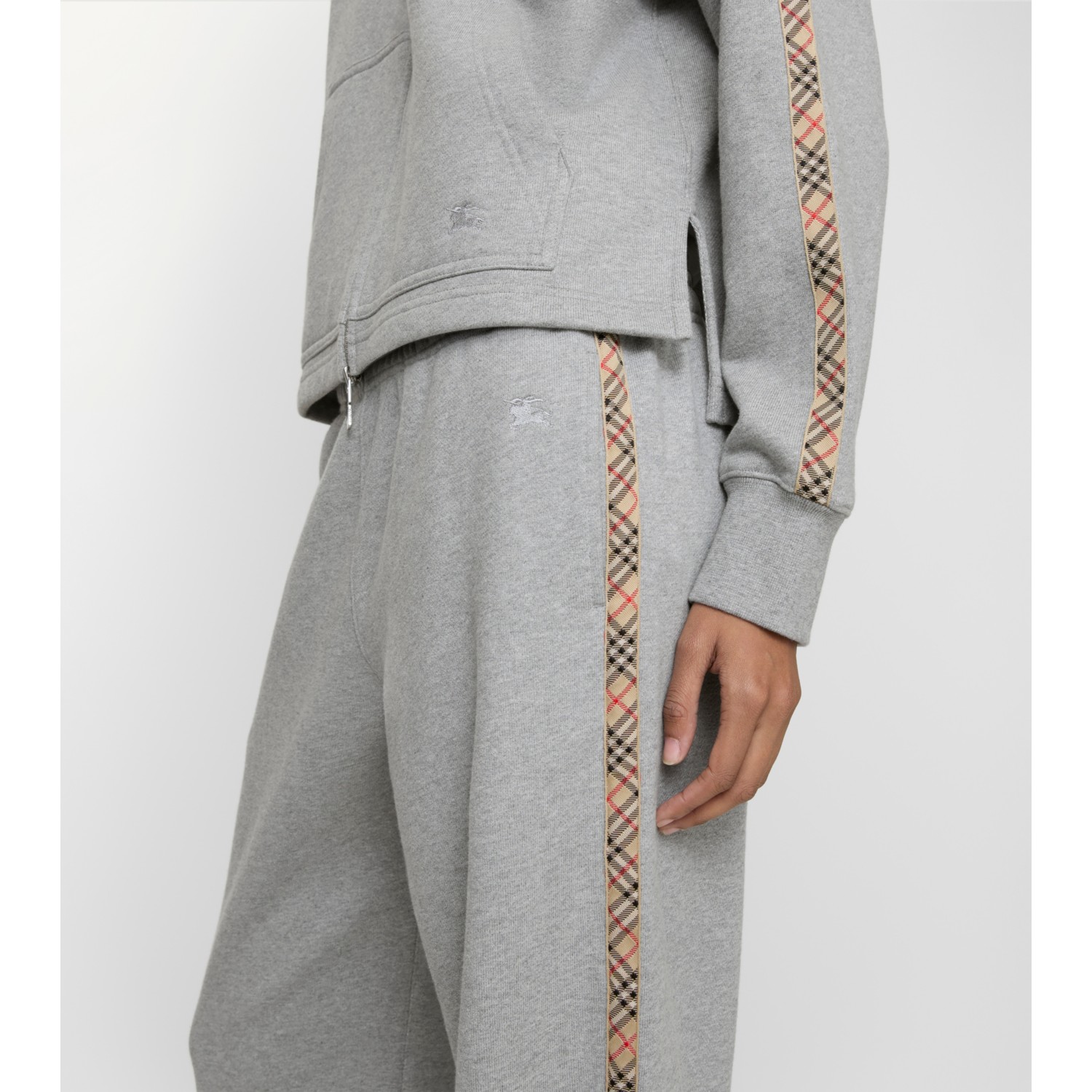 Check Trim Cotton Track Pants - thumbnail 3