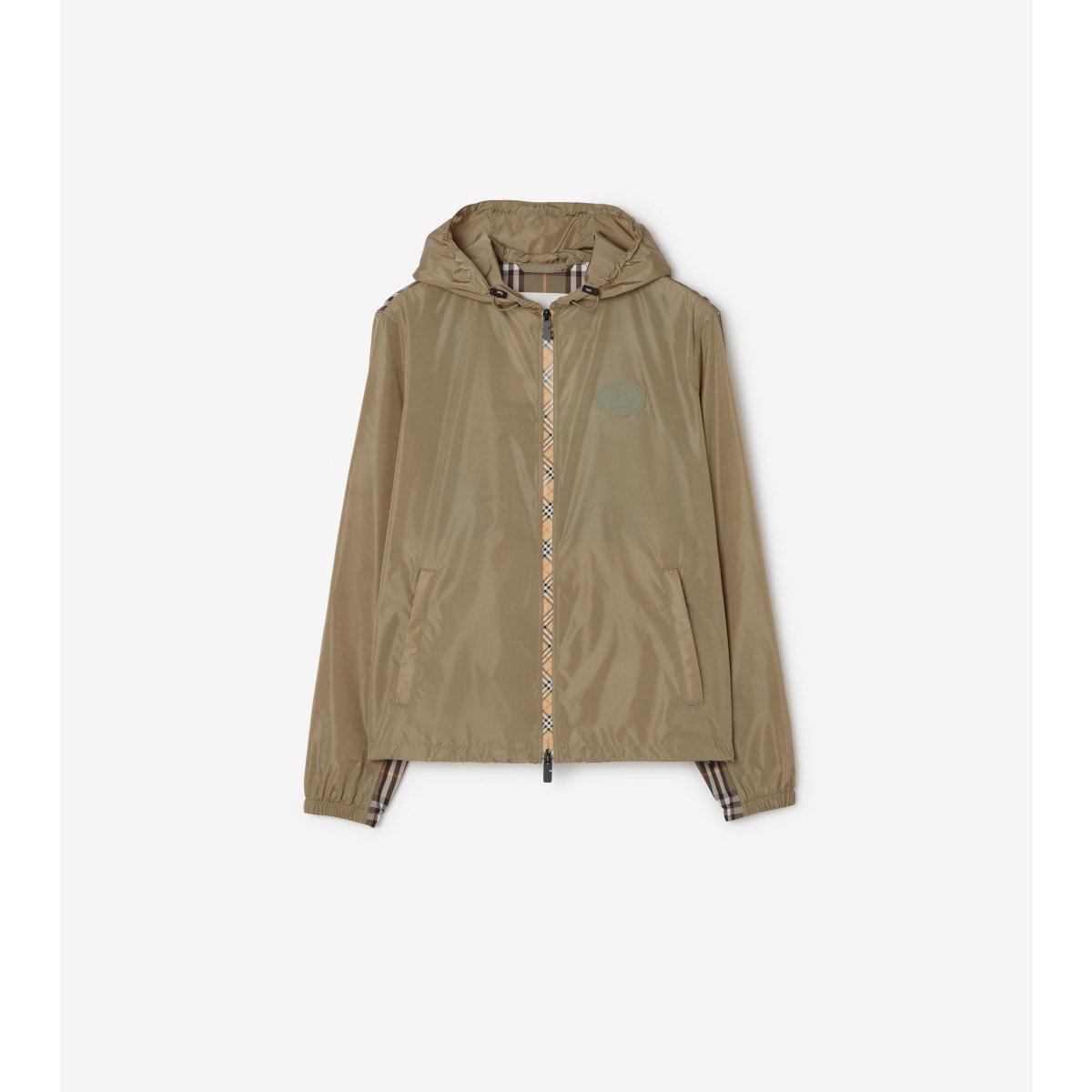  Check Trim Nylon Hooded Jacket