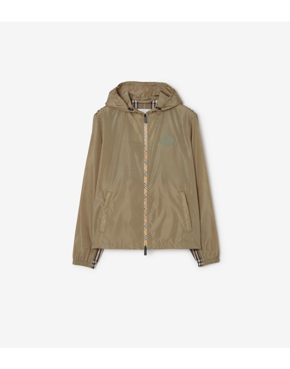 Check Trim Nylon Hooded Jacket