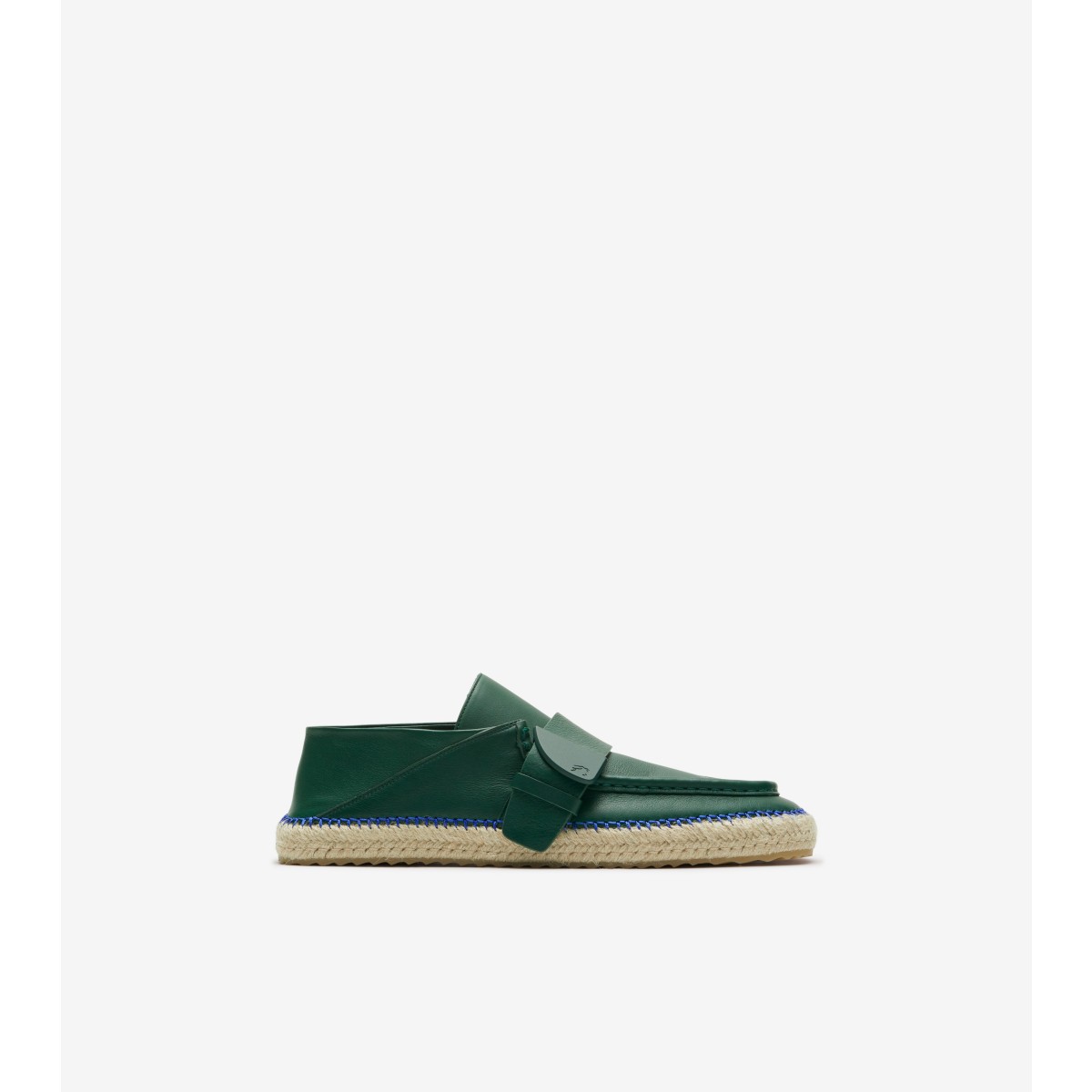 Shop Burberry Leather Deck Espadrilles In Jungle