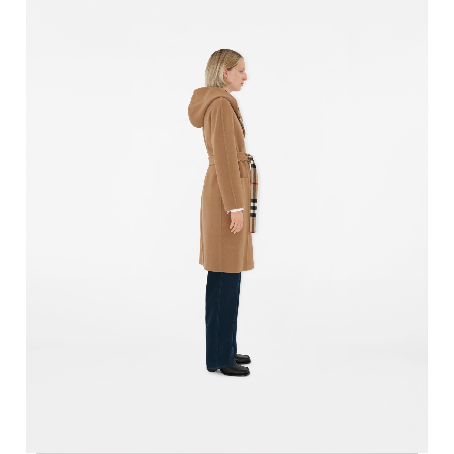 Wool Wrap Coat in Archive beige Women Cashmere Burberry Official