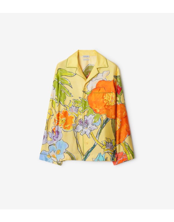 Camicia stile pigiama in seta Highgrove con fiori a cascata