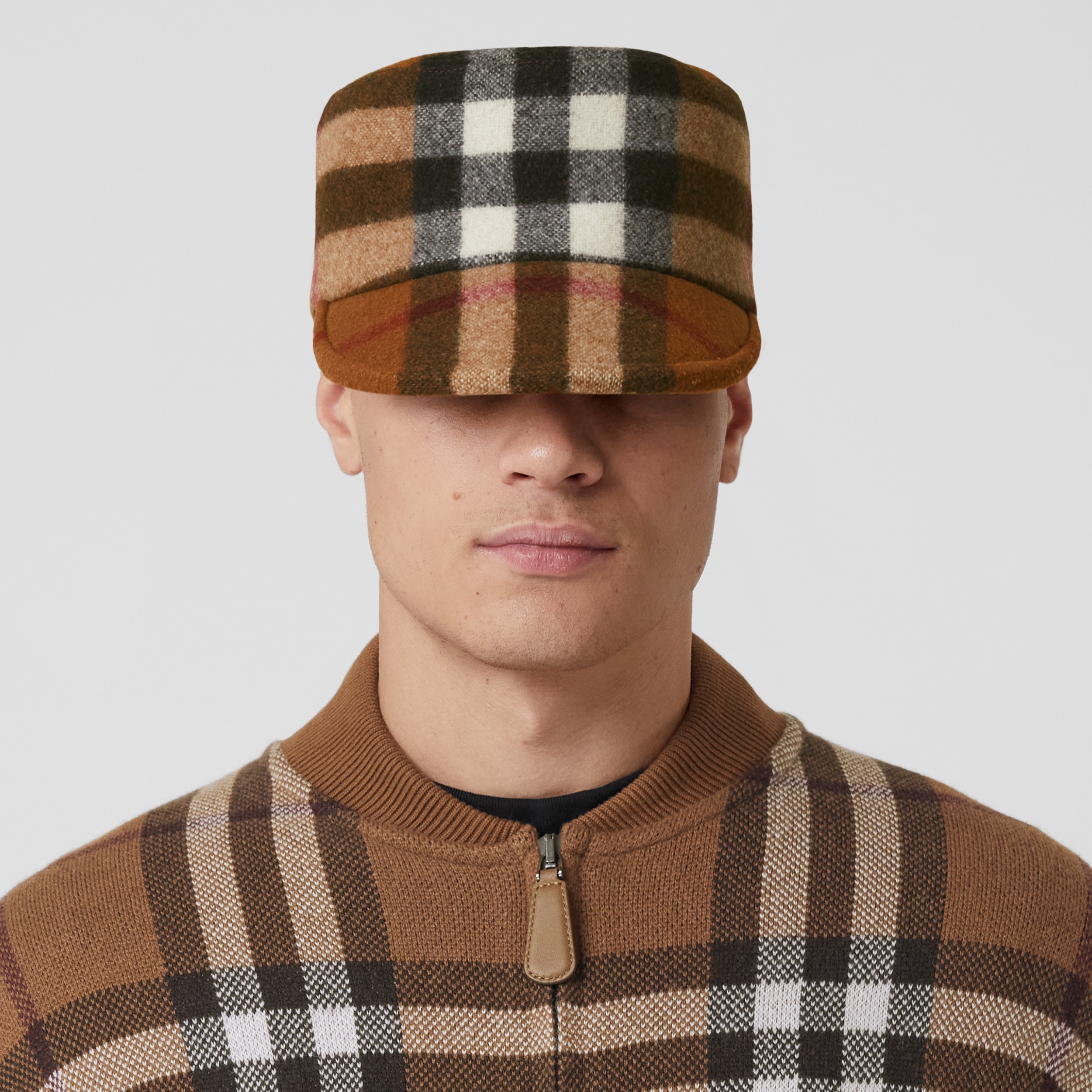 Check Cashmere Jacquard Bomber Jacket in Dark Birch Brown - Men | Burberry® Official - 2
